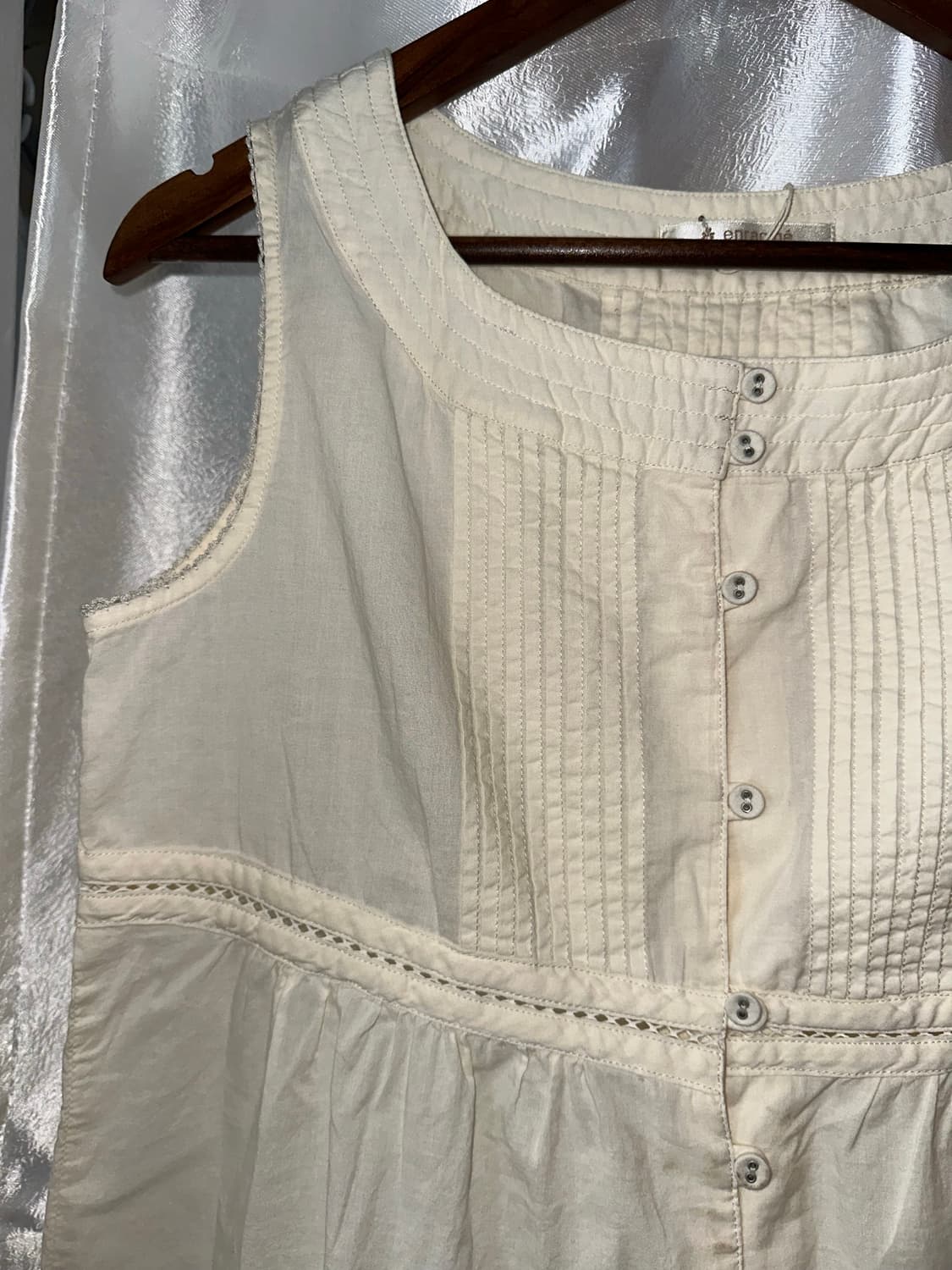 내추럴 코튼 슬리브리스 블라우스 상품이미지3