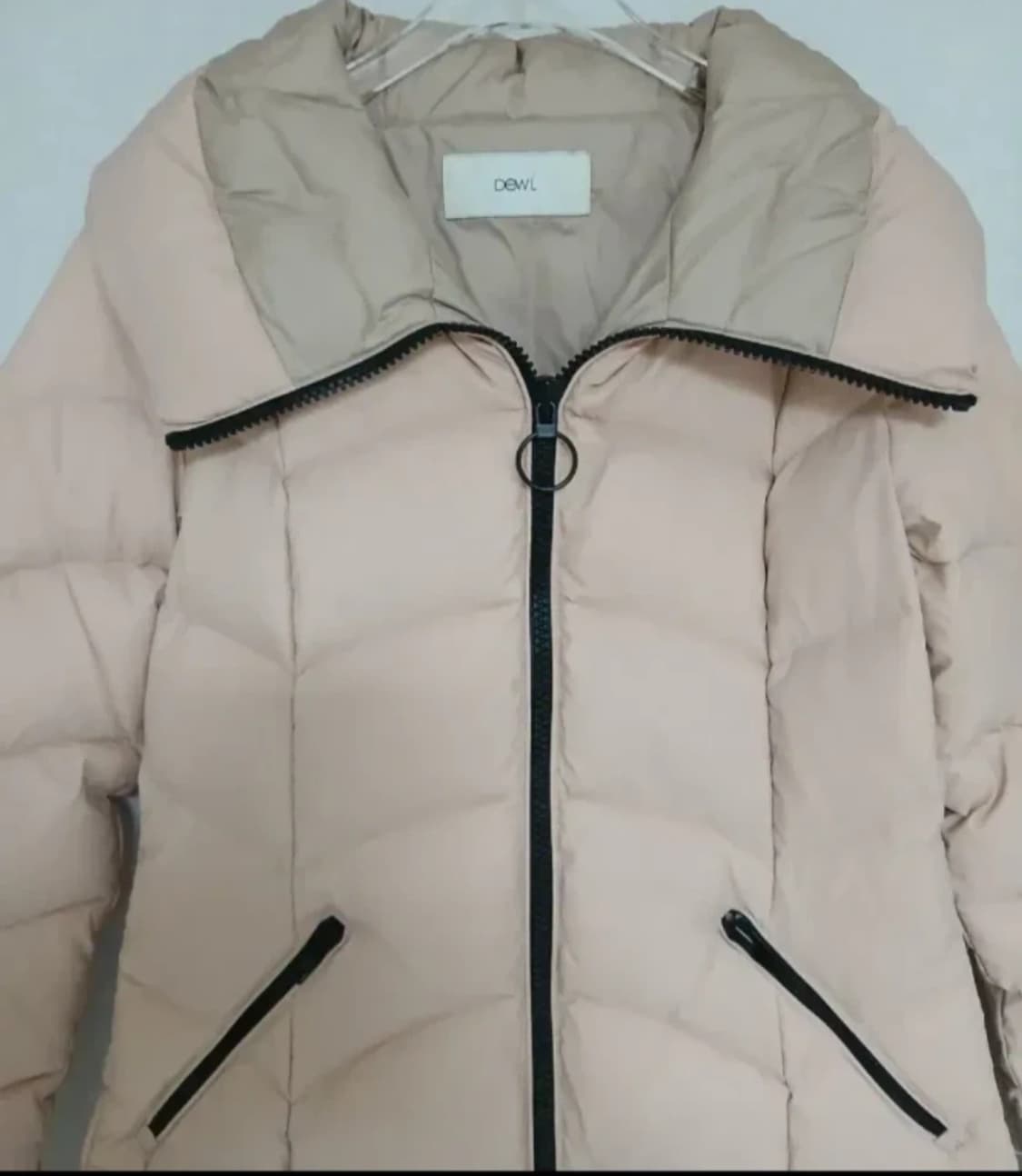 따뜻한 DEWL 베이지핑크 롱 패딩 55사이즈 상품이미지3