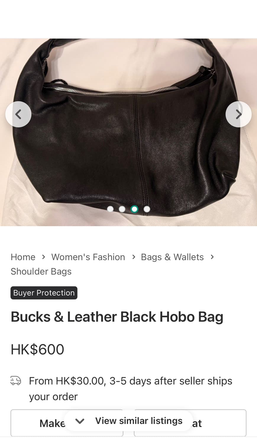 bucks & leather 미니멀 레더 반달 호보백  상품이미지10