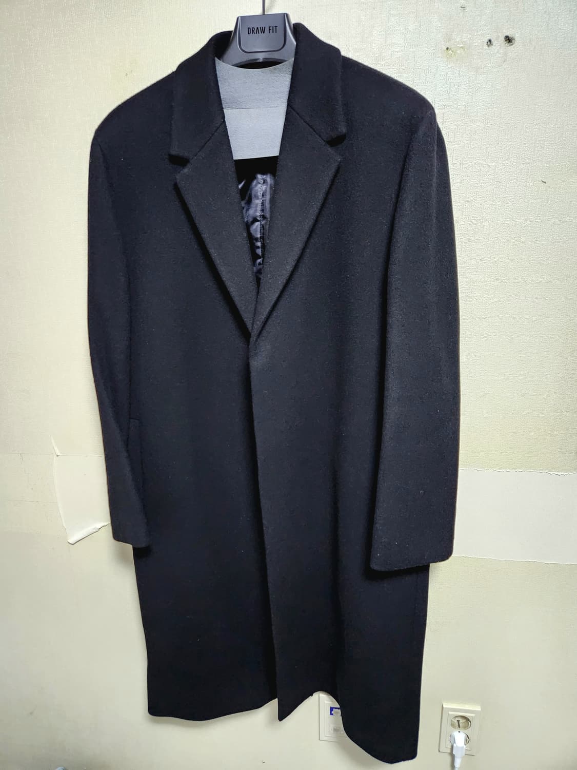 드로우핏 프리미어 퓨어 캐시미어 히든 싱글 코트 블랙 L사이즈 상품이미지2