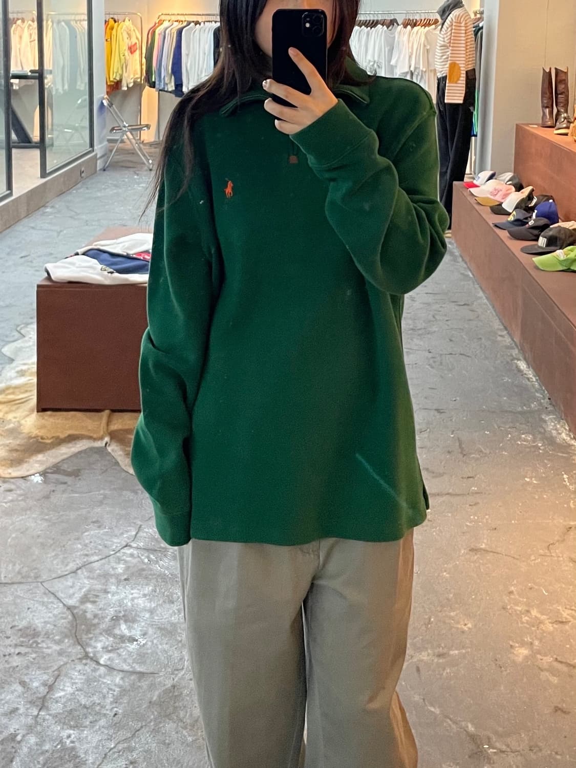 폴로 랄프로렌 그린 반집업 니트 H498 상품이미지1