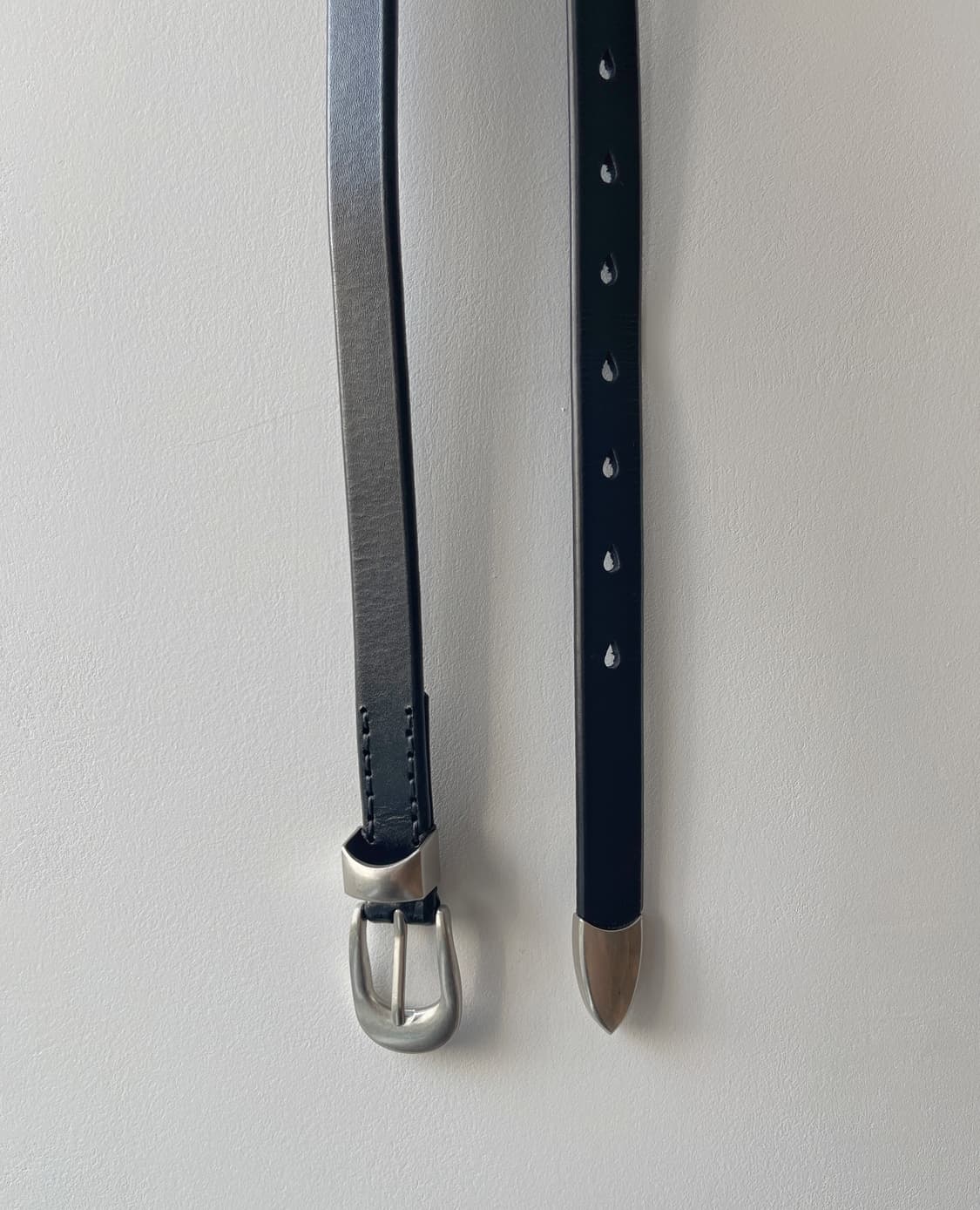 2cm 소가죽 빈티지 실버팁 벨트 (2color) 상품이미지3