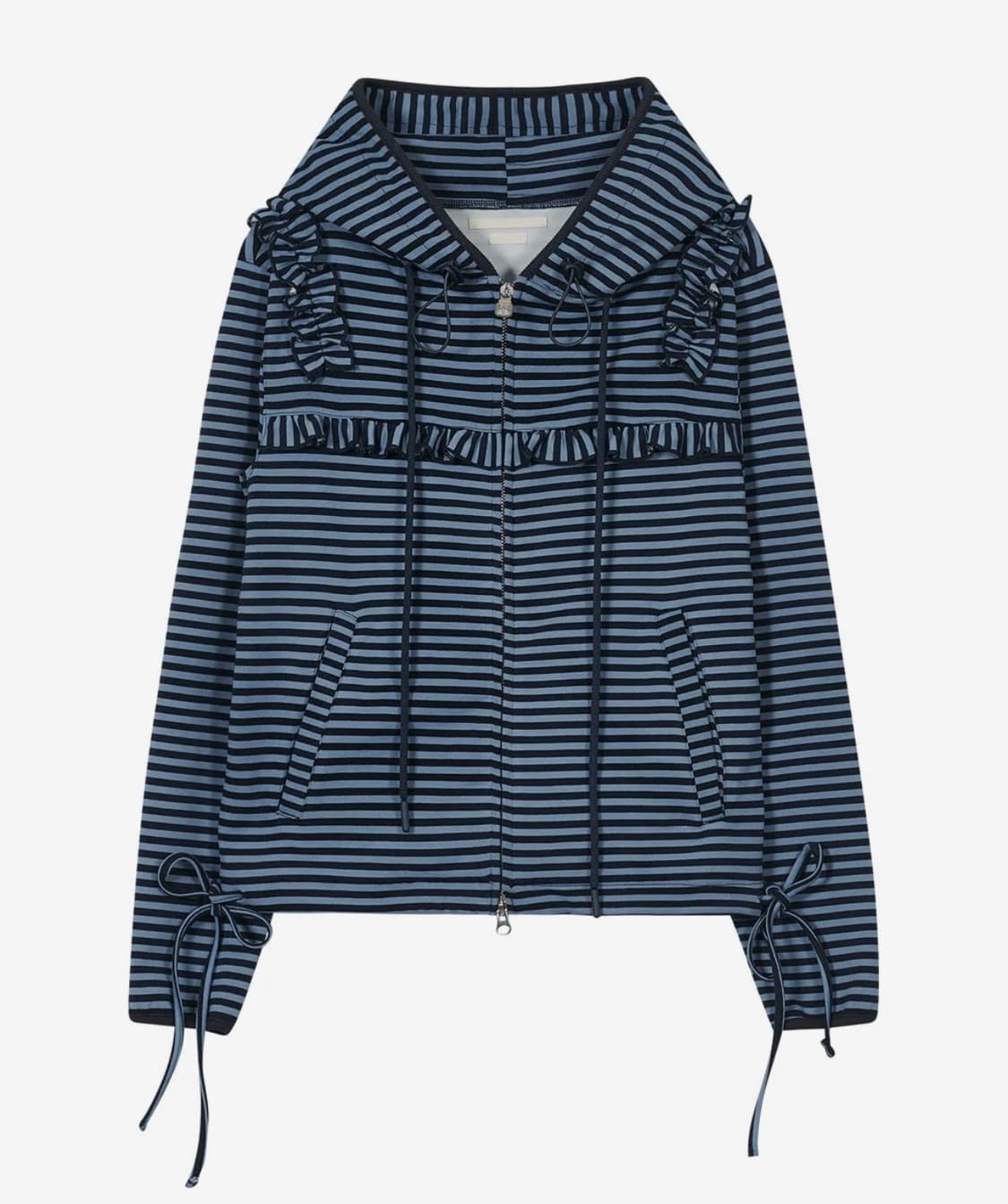 Ruffled Stripe Zip Hoodie 타입서비스 후드집업 상품이미지1