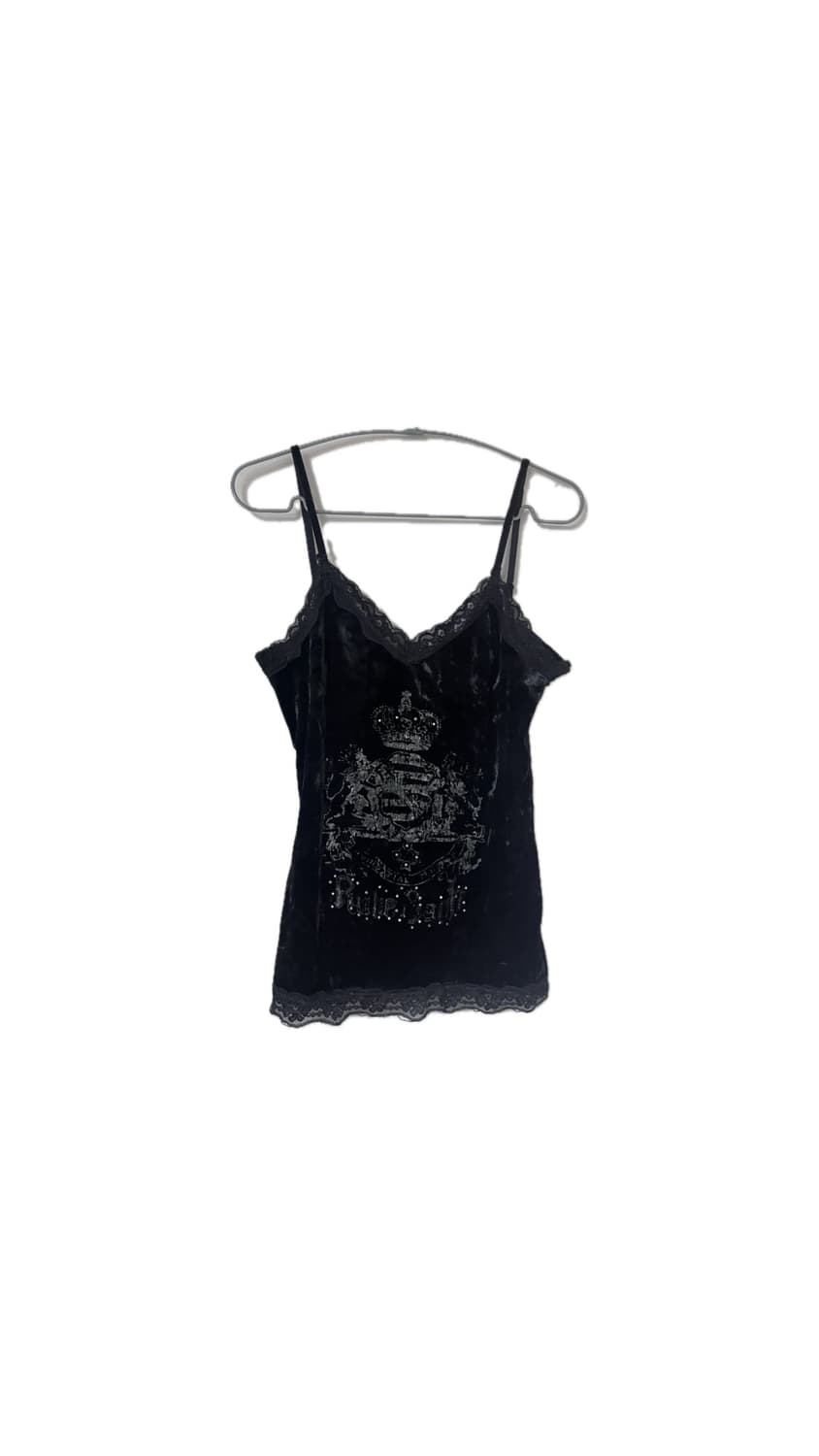 고딕 고스로리 갸루 벨벳 나시 슬립 왕관 블랙 y2k 펑크 공겜여주 상품이미지1