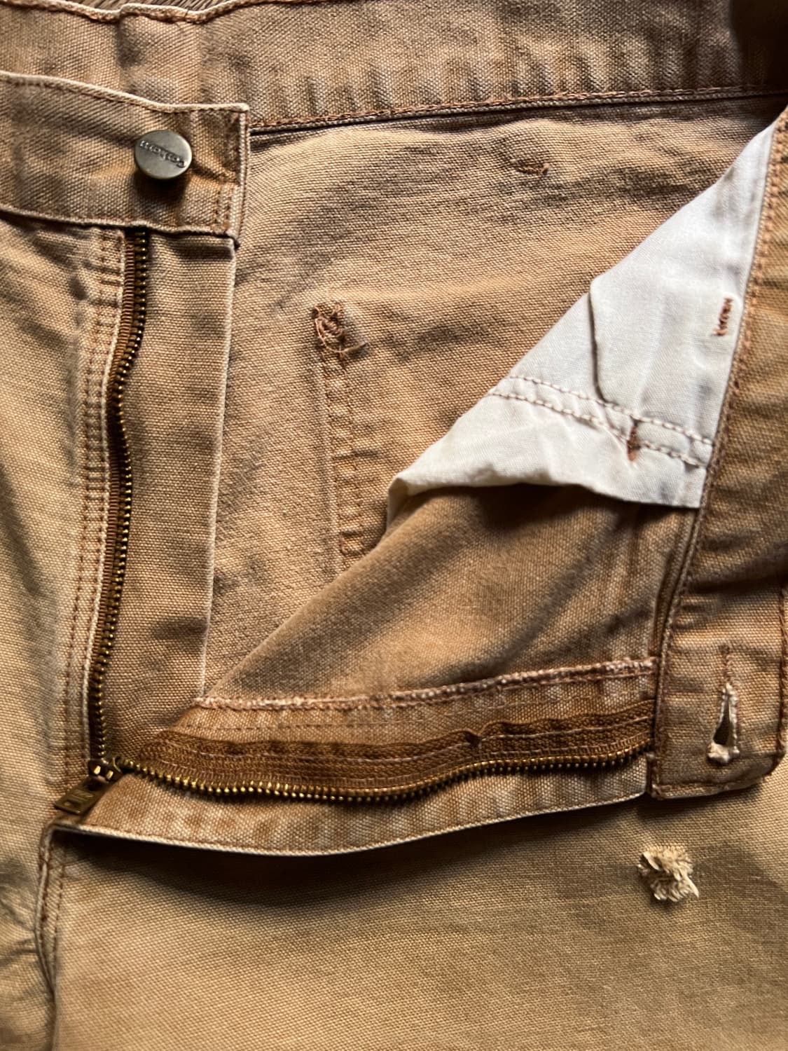 [34]칼하트 USA 빈티지 페이딩 브라운 싱글니 카펜터 워크 팬츠 상품이미지3