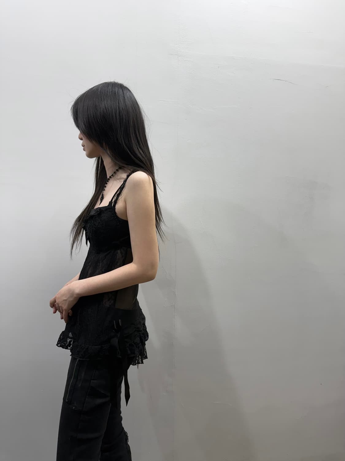 리본 레이스 디테일 시스루 코르셋 상품이미지4