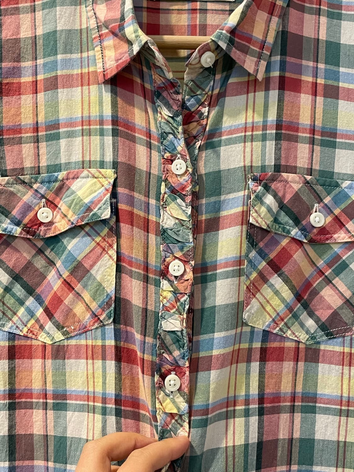 일본빈티지 셔링 체크롤업셔츠 상품이미지4