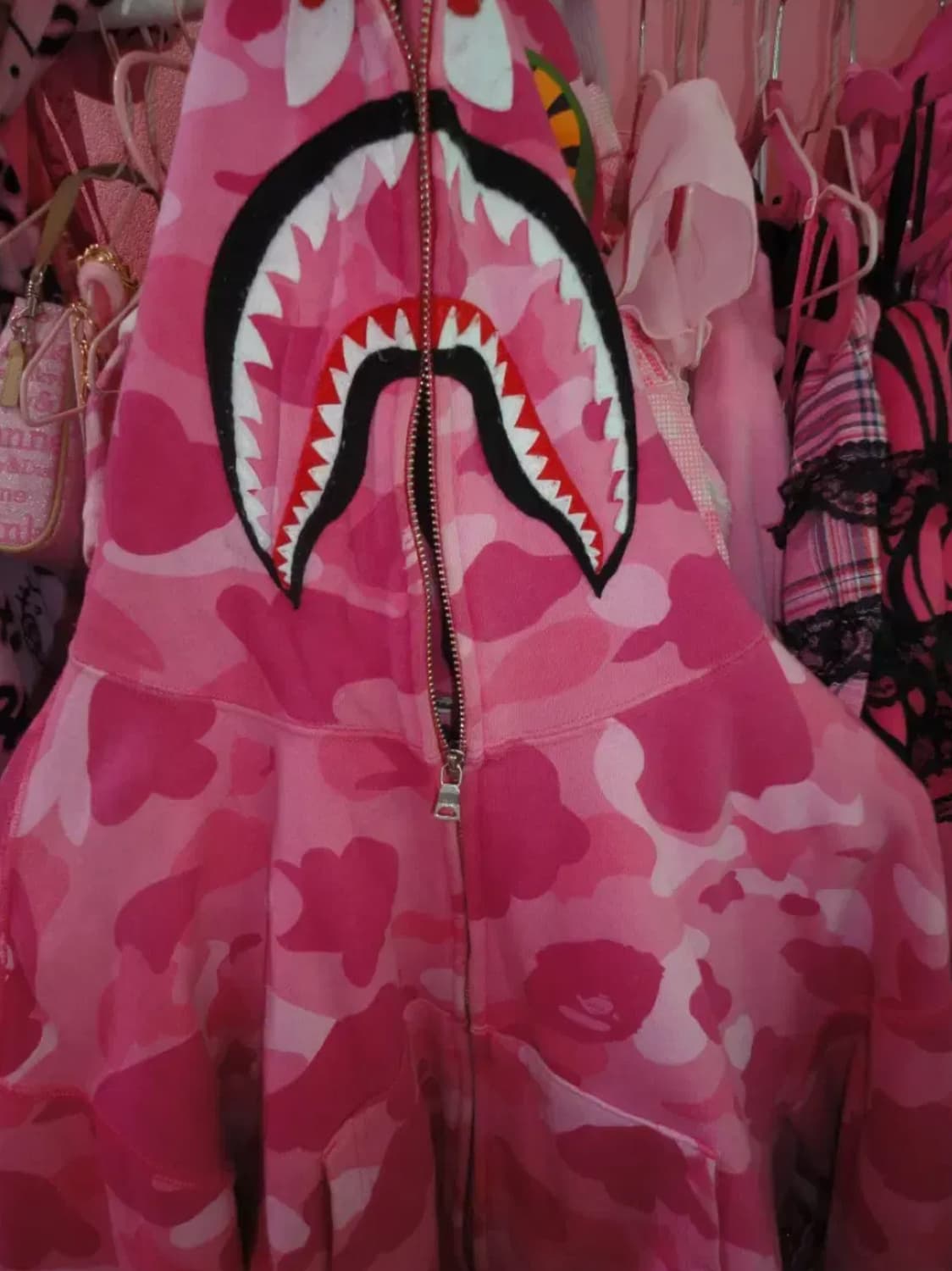 베이프 갸루 핑크 후드 크롭 유일매물 상품이미지6