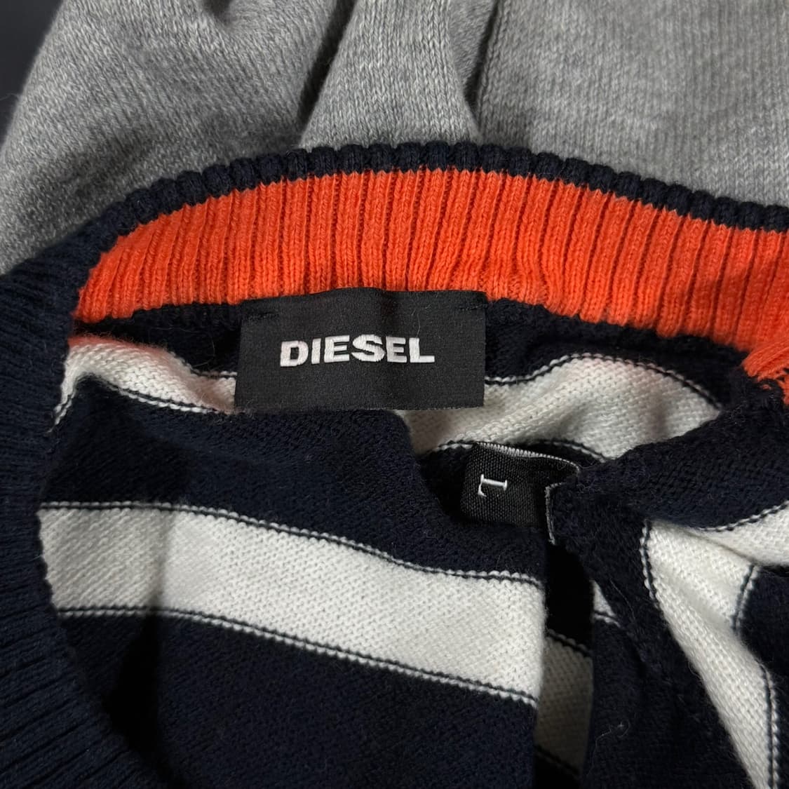 [L] 디젤(DIESEL) 스트라이프 얇은 코튼 긴팔 니트 상품이미지6