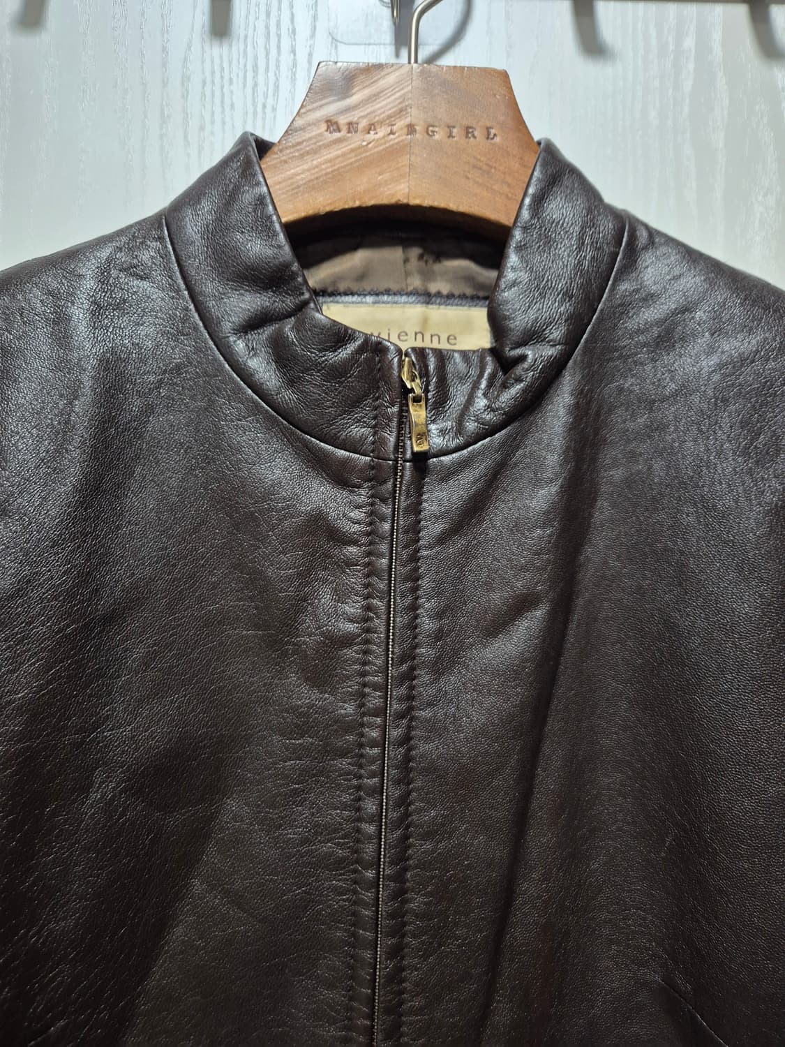 JPN 빈티지 초코브라운 양가죽 지퍼 자켓 상품이미지2