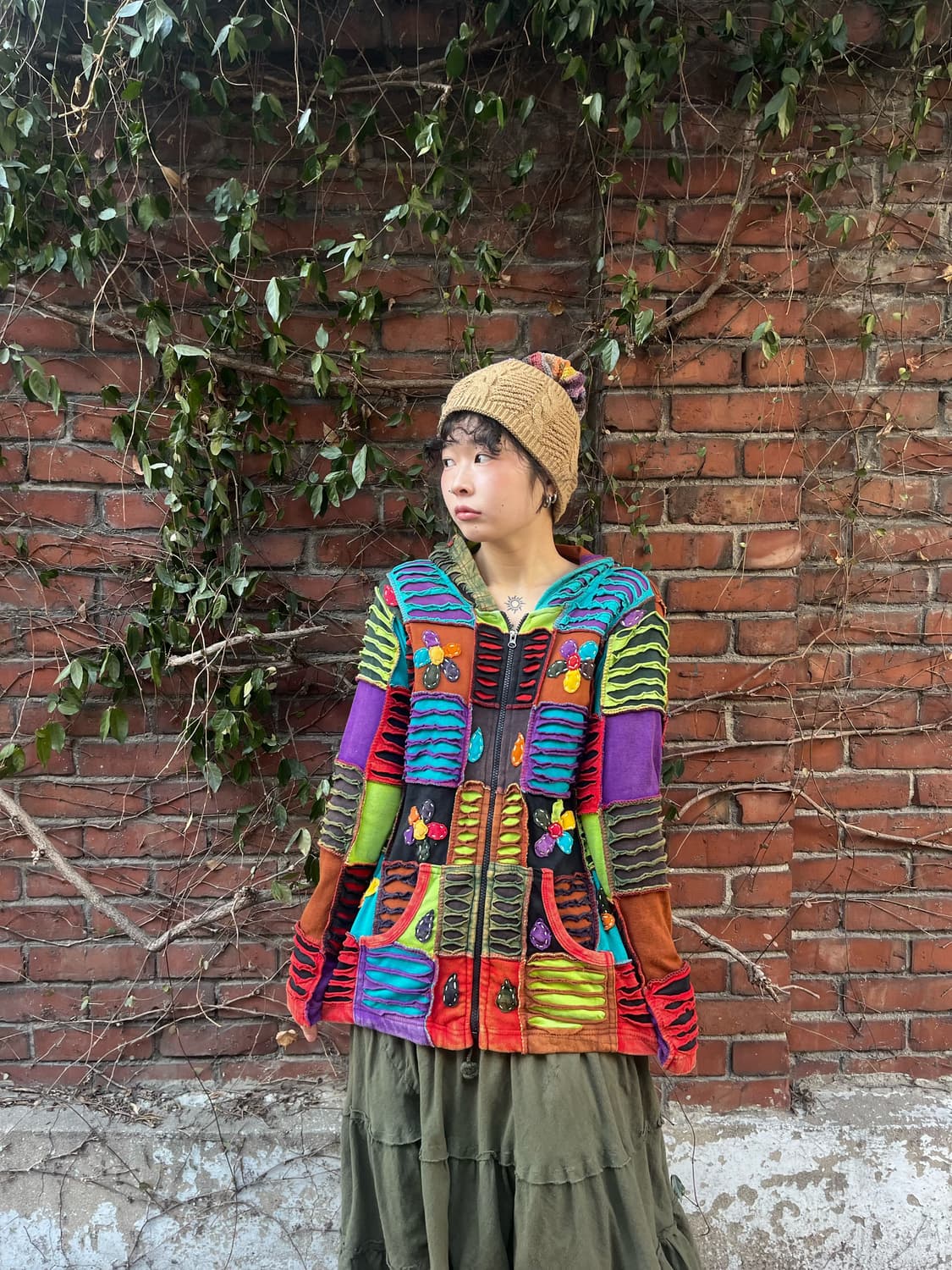 히피 패치워크 후드 집업 상품이미지3