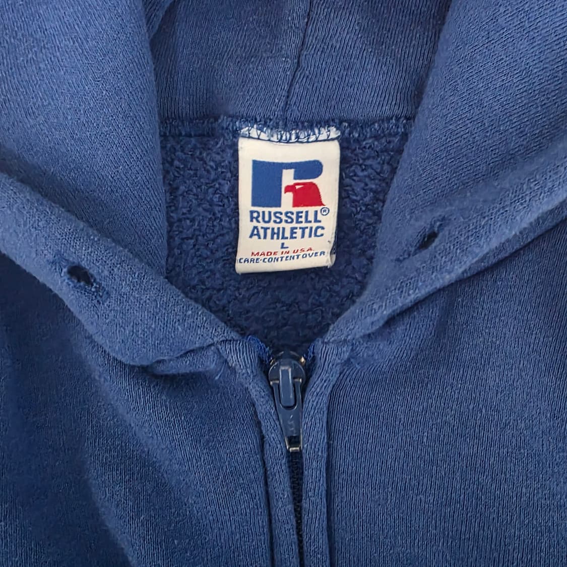 [L] 90s 빈티지 러셀 애슬레틱 코랄 블루 후드집업 라이트 페이드 상품이미지3