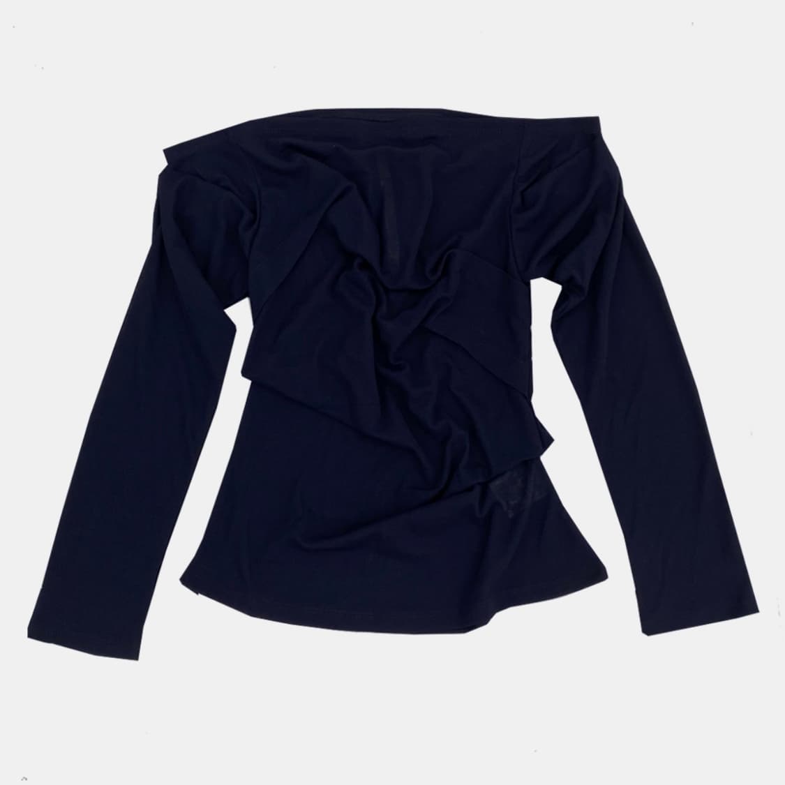 라라미미 드레이핑 오프숄더 티셔츠 네이비 상품이미지2