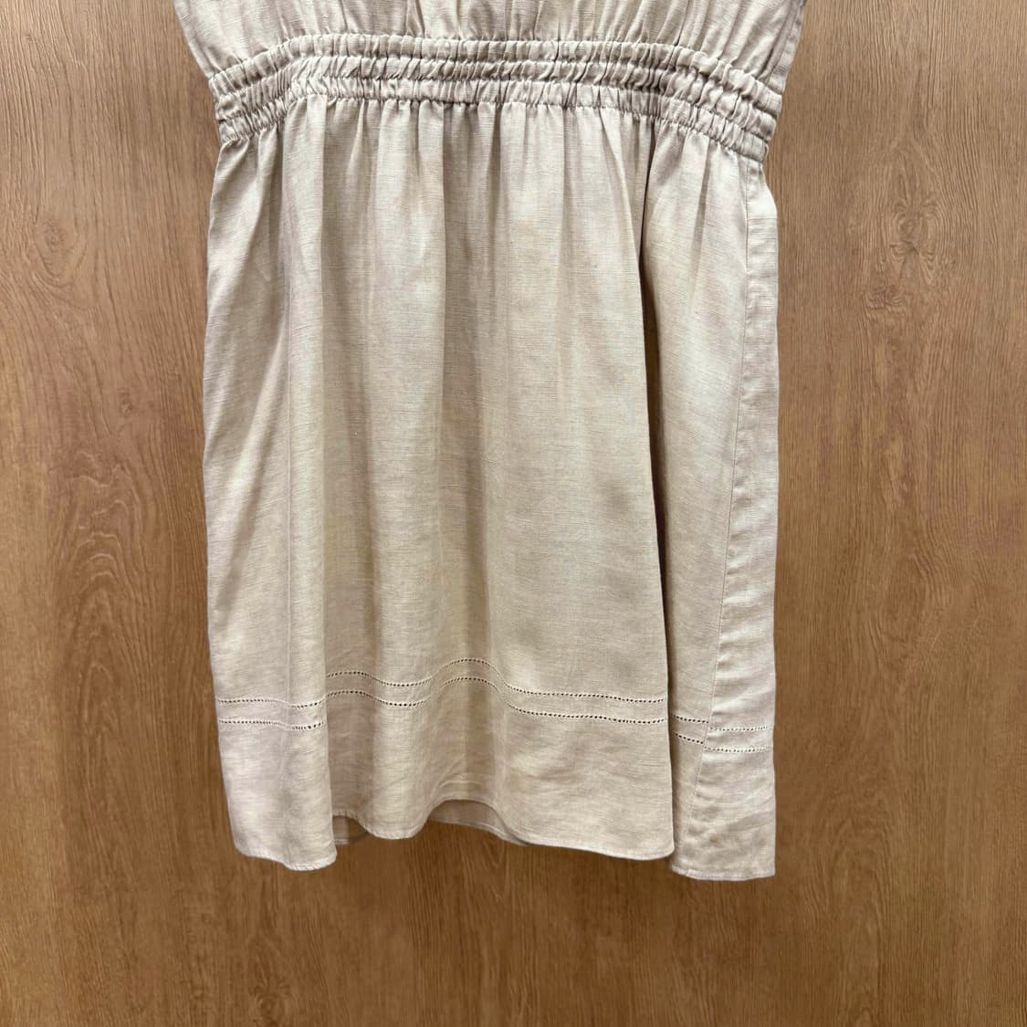 바네사 브루노 퍼프 반팔 원피스 셔링 허리 디테일 베이지 상품이미지5