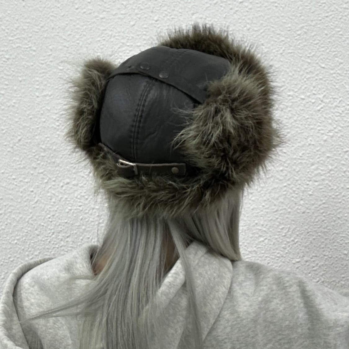 빈티지 퍼가죽 블랙 군밤모자 상품이미지2
