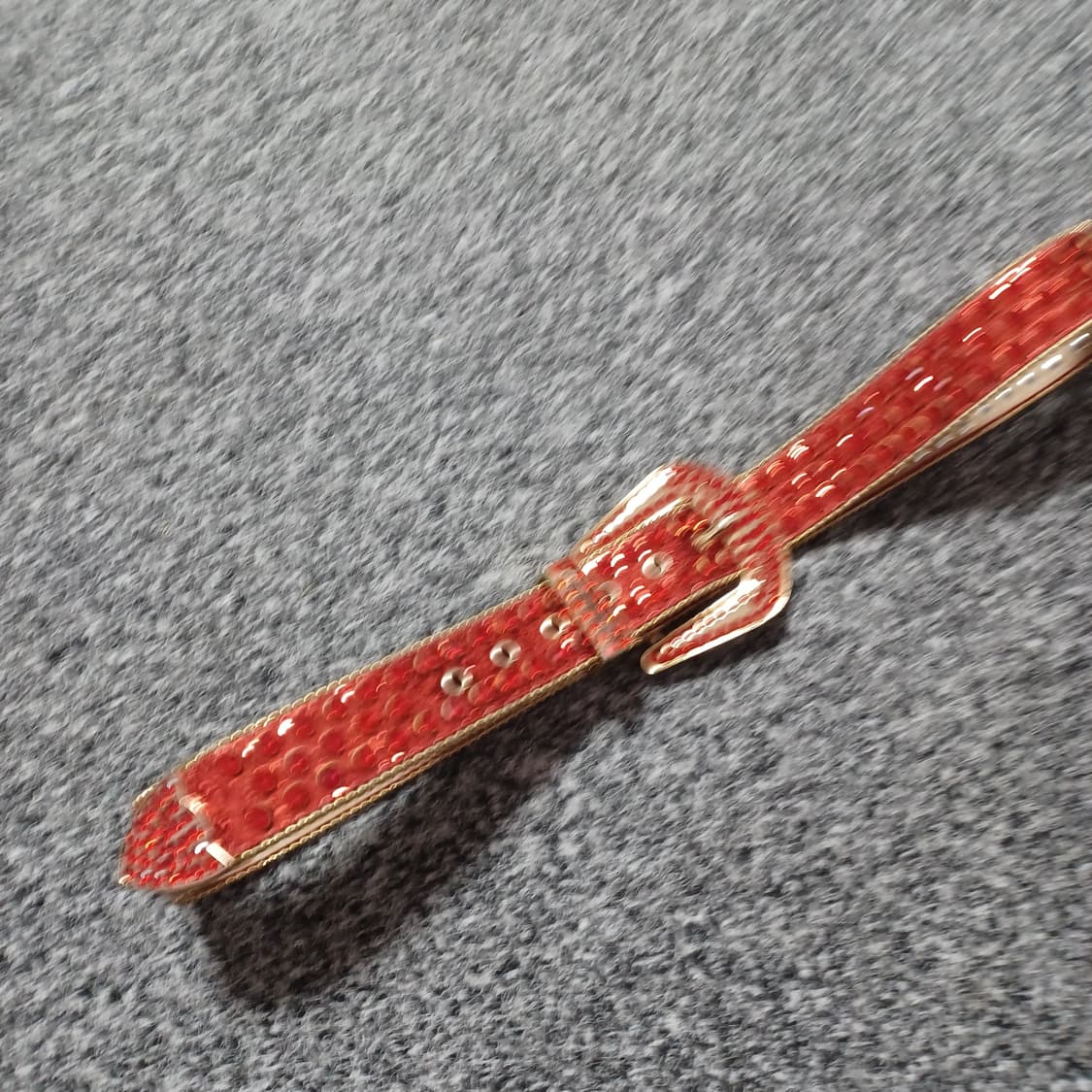 미사용 레드 큐빅 스팽글 벨트 상품이미지3