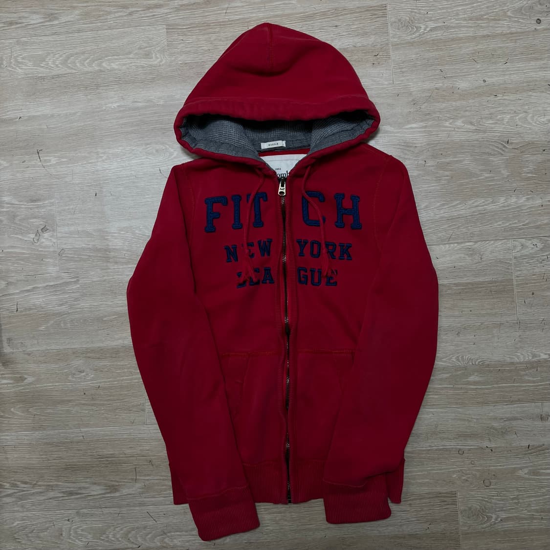 아베크롬비 앤 피치 자수 빅로고 기모 후드집업 [레드] M/95 상품이미지1