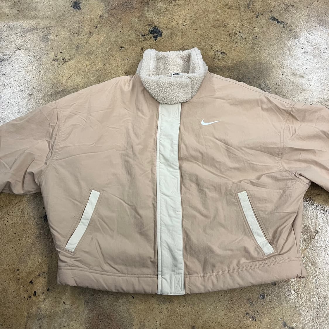[정품/L] 나이키 뽀글이 카라 웜업 자켓 베이지 b16 상품이미지3