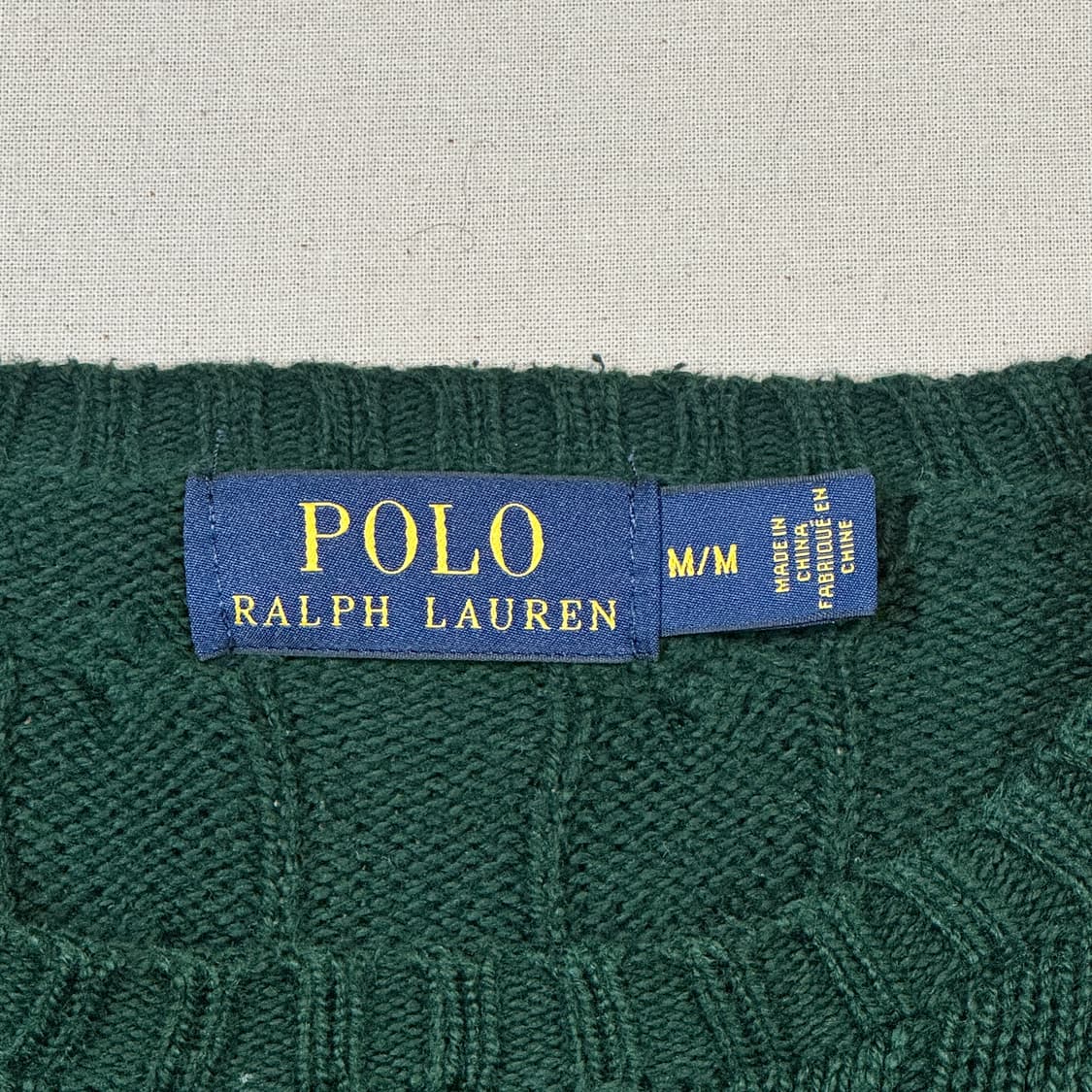 M) 폴로 랄프로렌 코튼 케이블 꽈배기 라운드넥 니트 그린 상품이미지5