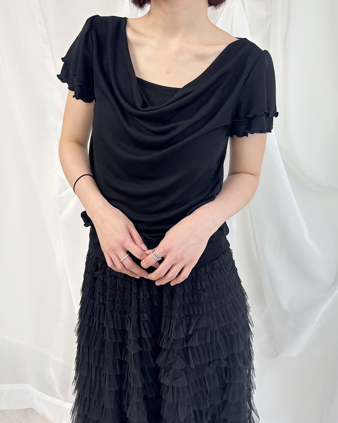 PRASH NOTES neck drape cowl top 상품이미지1