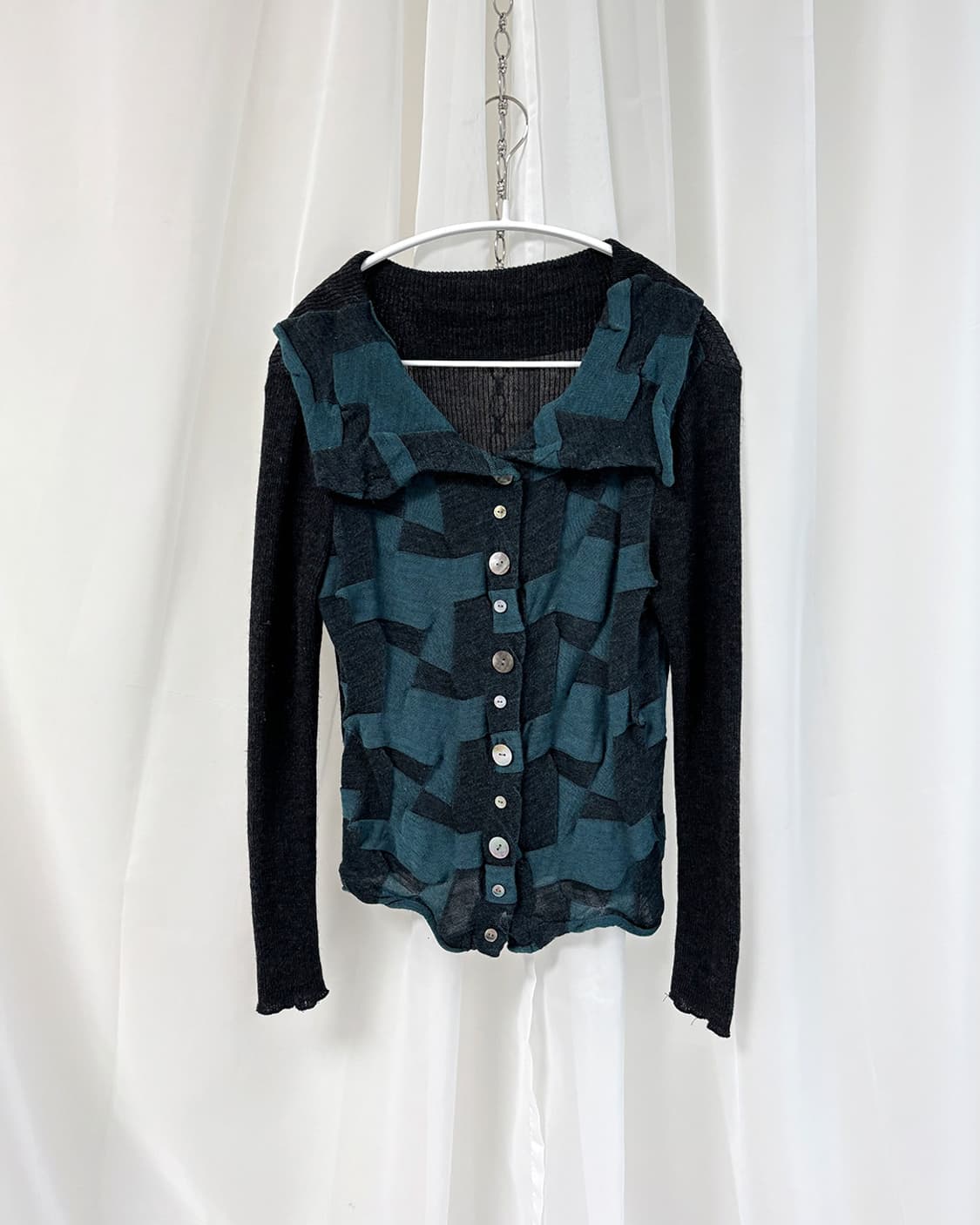 royal ascot 언밸런스 체커보드 버튼업 가디건 상품이미지1