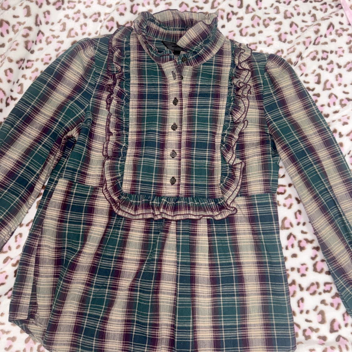 vintage 모리 체크 셔츠 남방 블라우스 엑시즈팜 리즈리사 갸루 고딕 상품이미지1