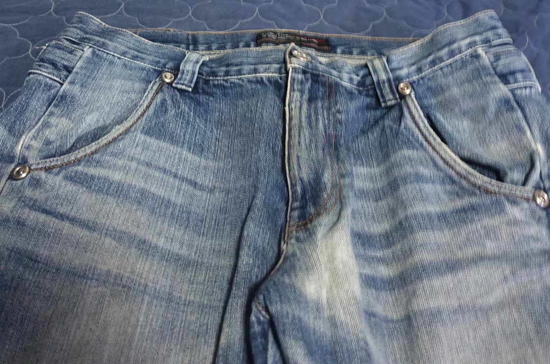 (07s) FUBU USA 성조기 백포켓 빈티지워싱 와이드 데님진(34) 상품이미지2