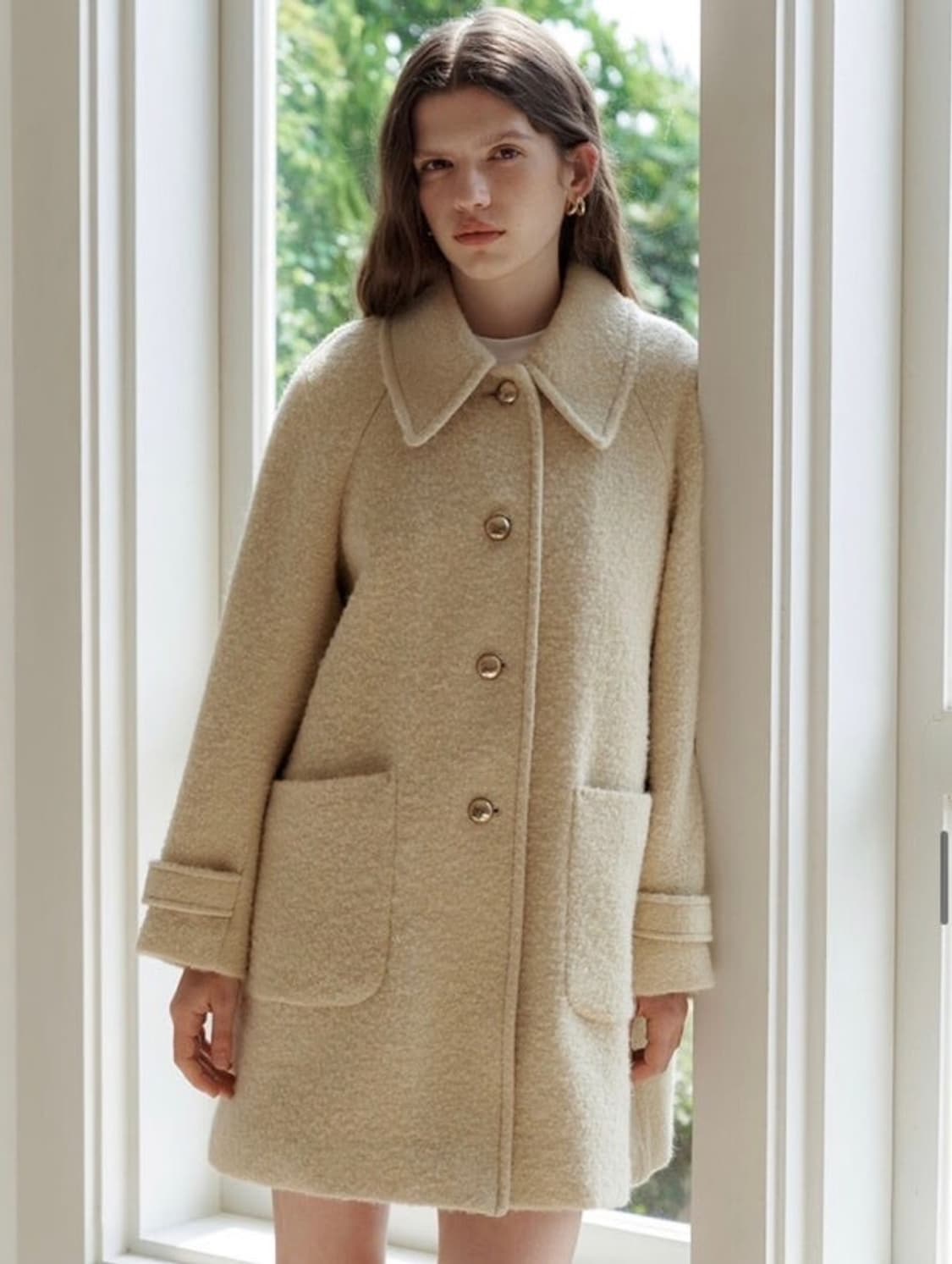 앳코너 부클 알파카 하프 코트 상품이미지1