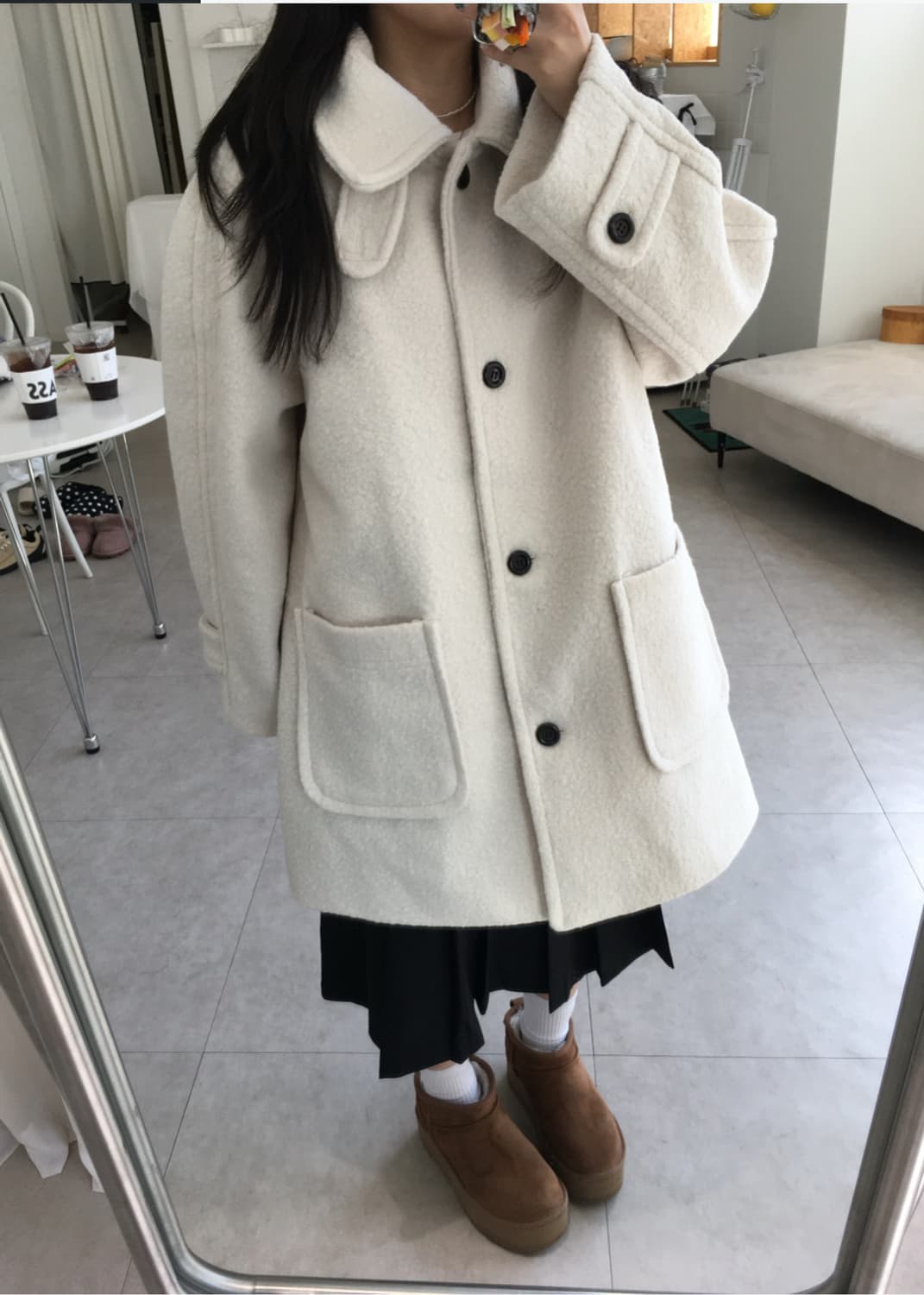 부클 카라 넥 울코트 wool coat 상품이미지2