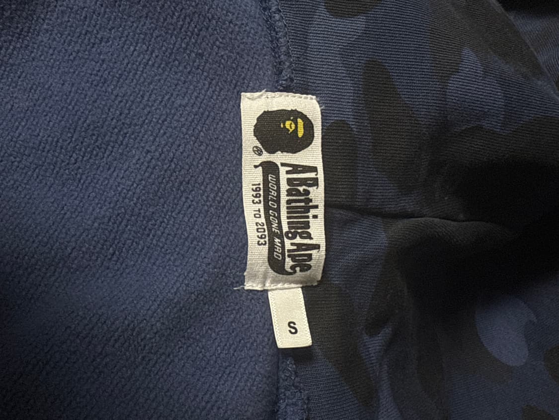 베이프 샤크 카모 풀 후드집업 네이비 상품이미지3