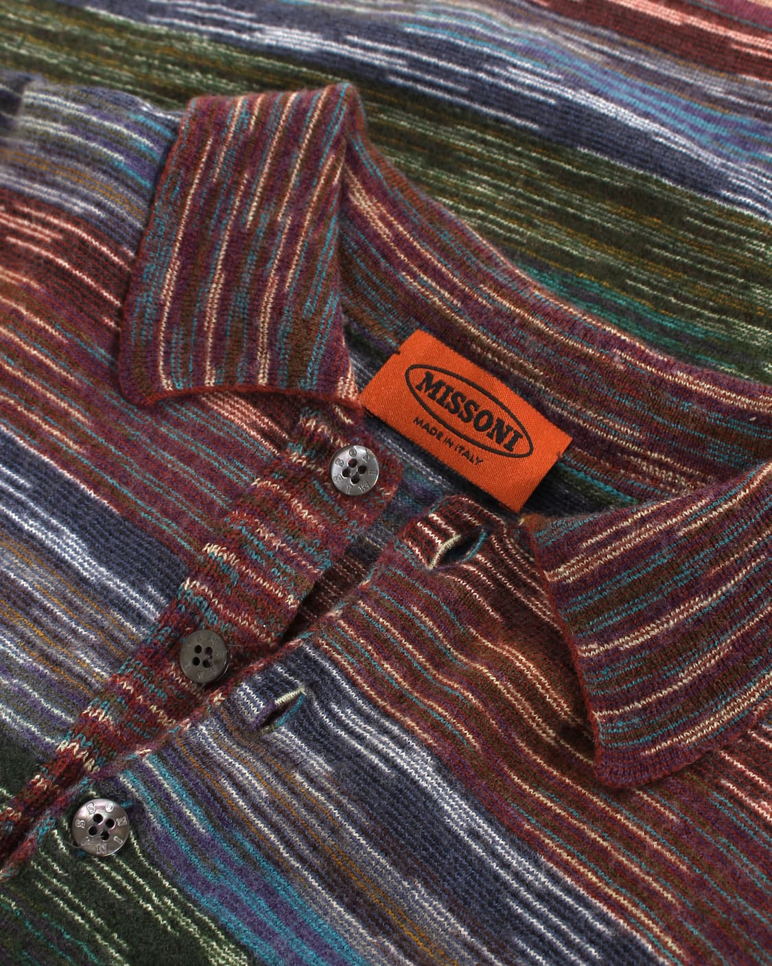 미쏘니 Missoni 패턴 스트라이프 칼라 긴팔 니트 폴리티셔츠 상품이미지2