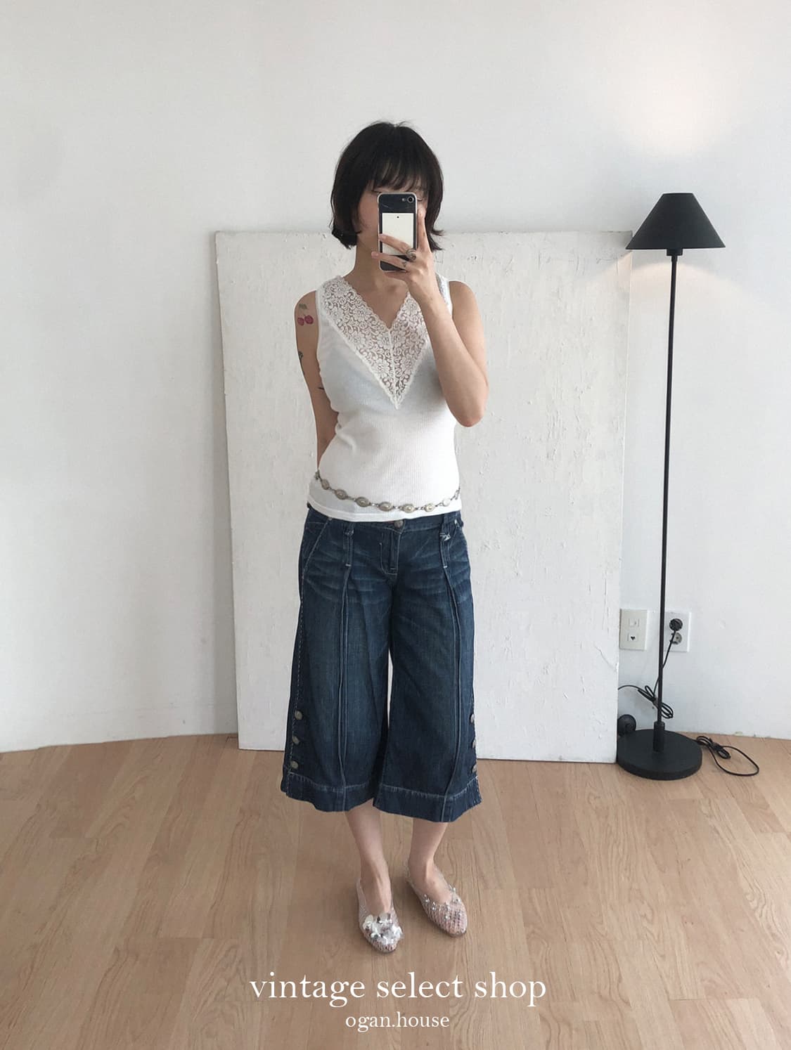 vintage button denim culotte pants 상품이미지8