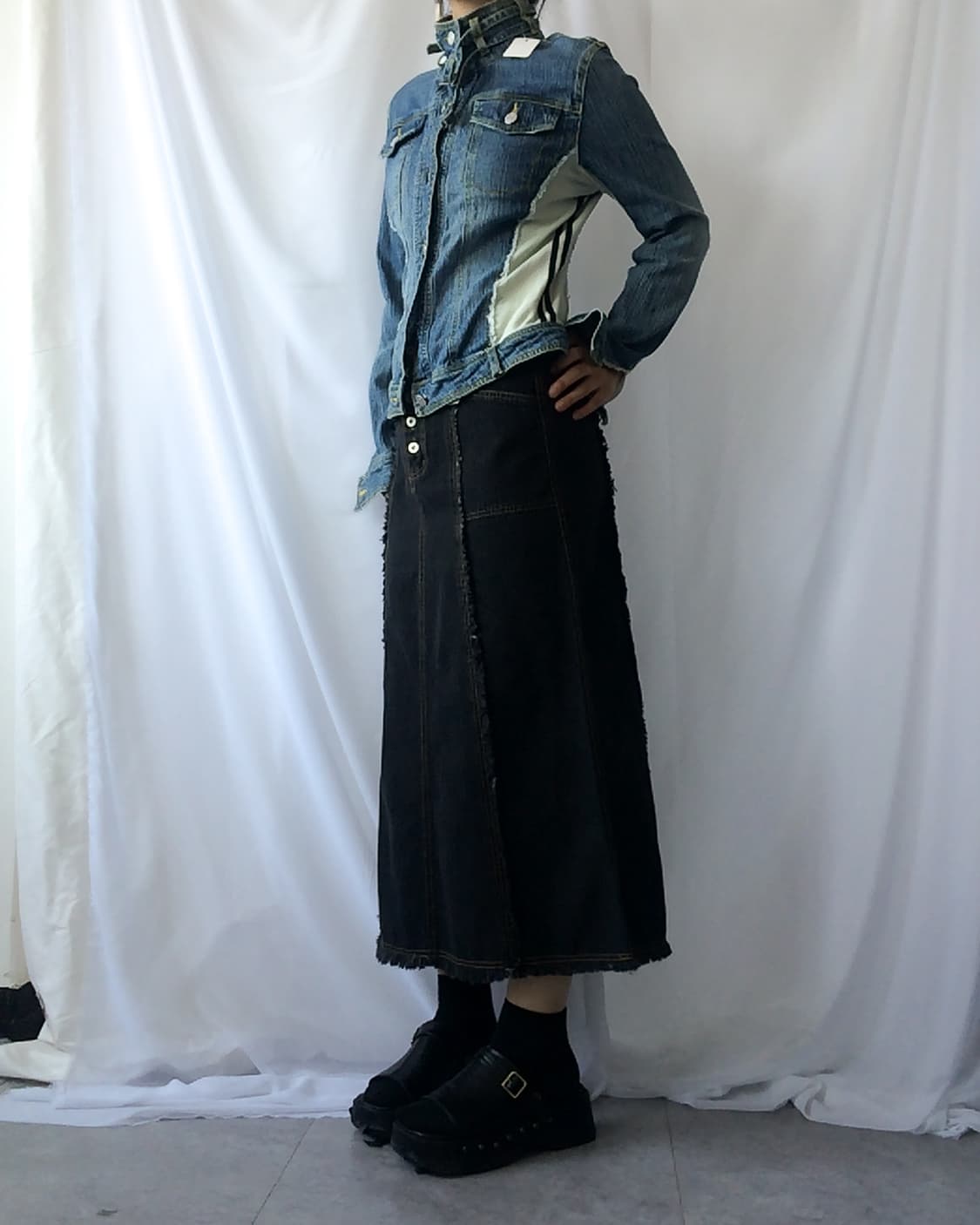Side line layer denim jacket 상품이미지8