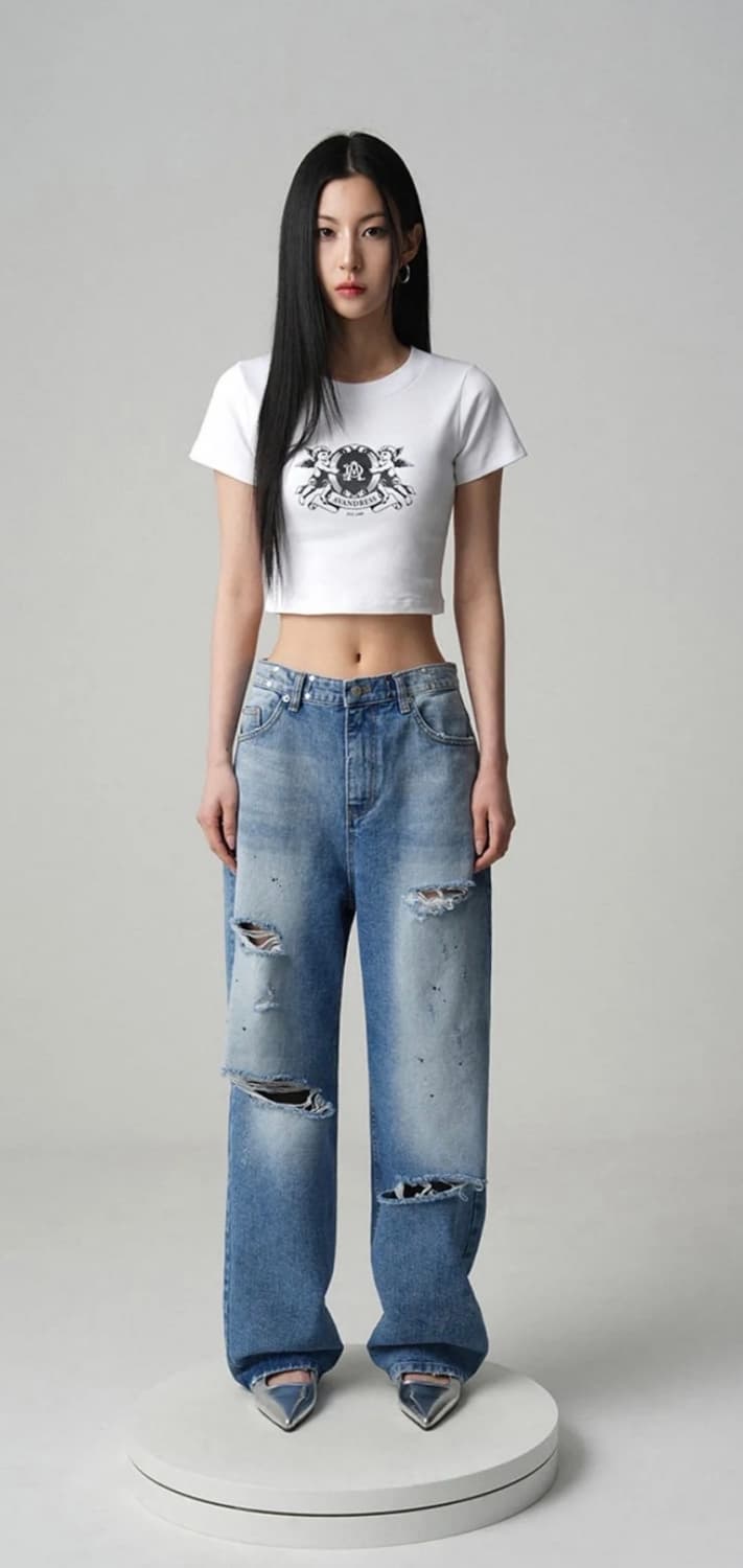 어반드레스 BUCKLE PAINTING DESTROYED DENIM PA 상품이미지1