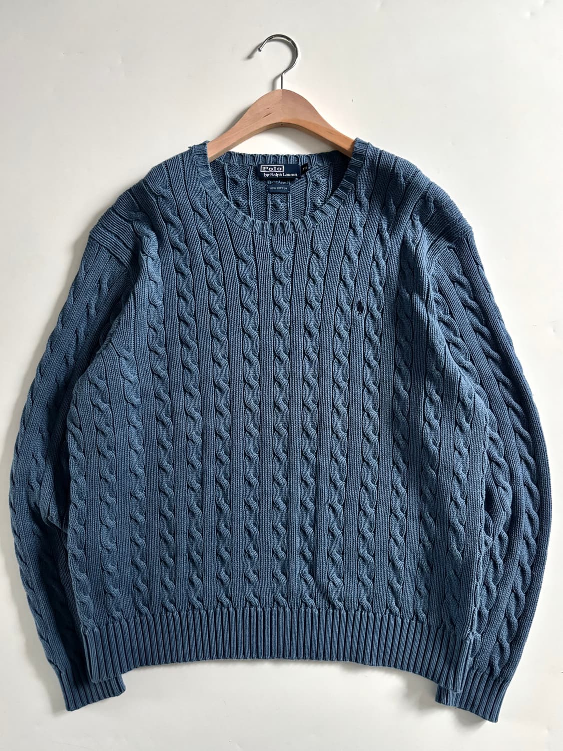 Polo 폴로 랄프로렌 코튼 딥블루 케이블 라운드넥 니트 상품이미지1