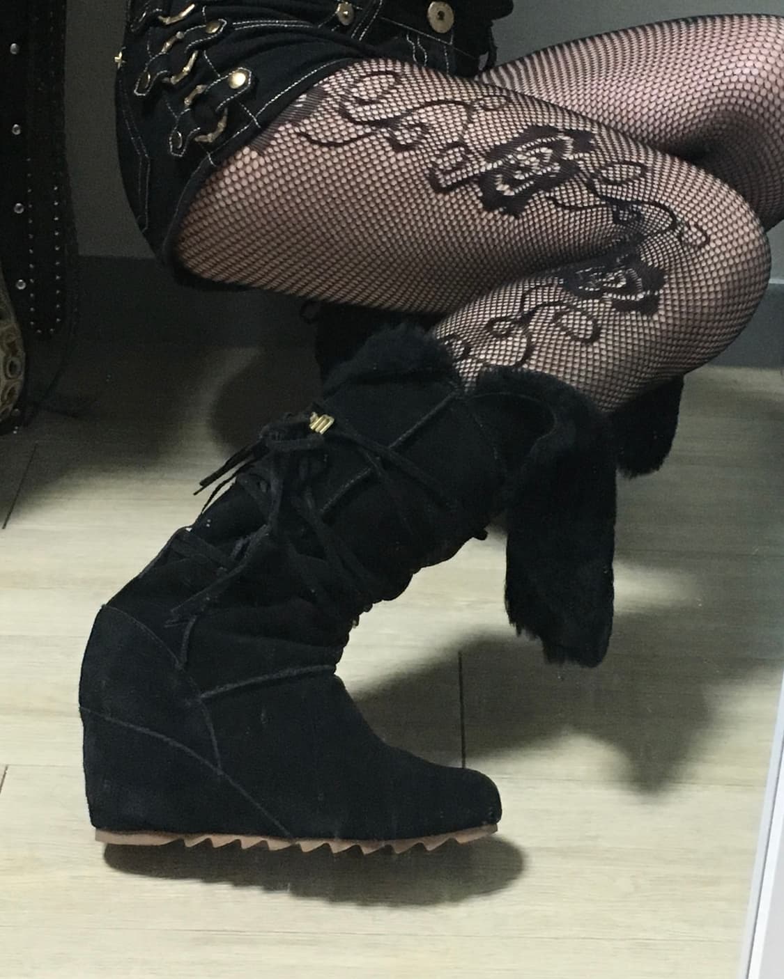 fur wedge heel boots 240-245 상품이미지6