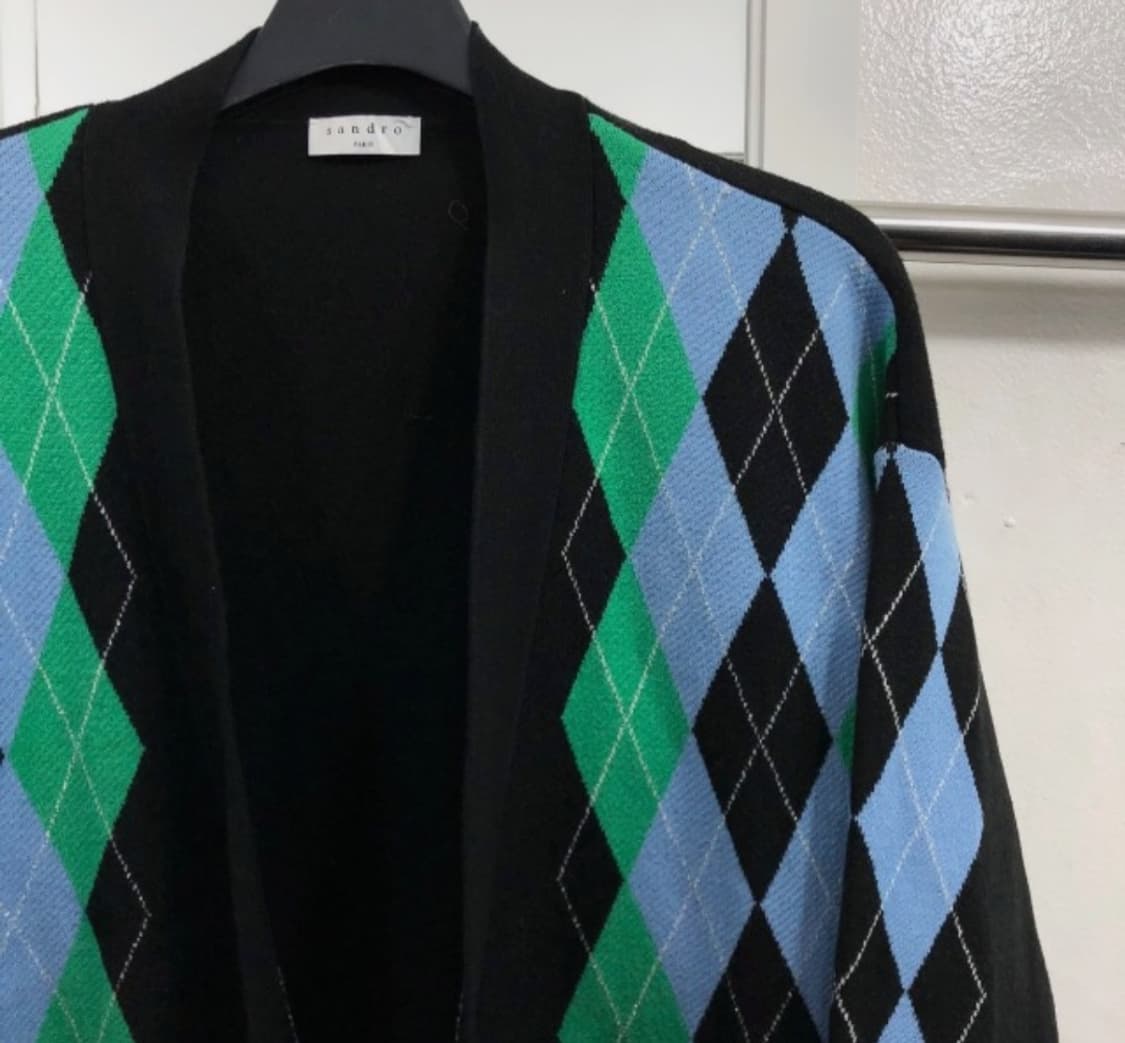 산드로 아가일 롱 가디건 L 상품이미지3