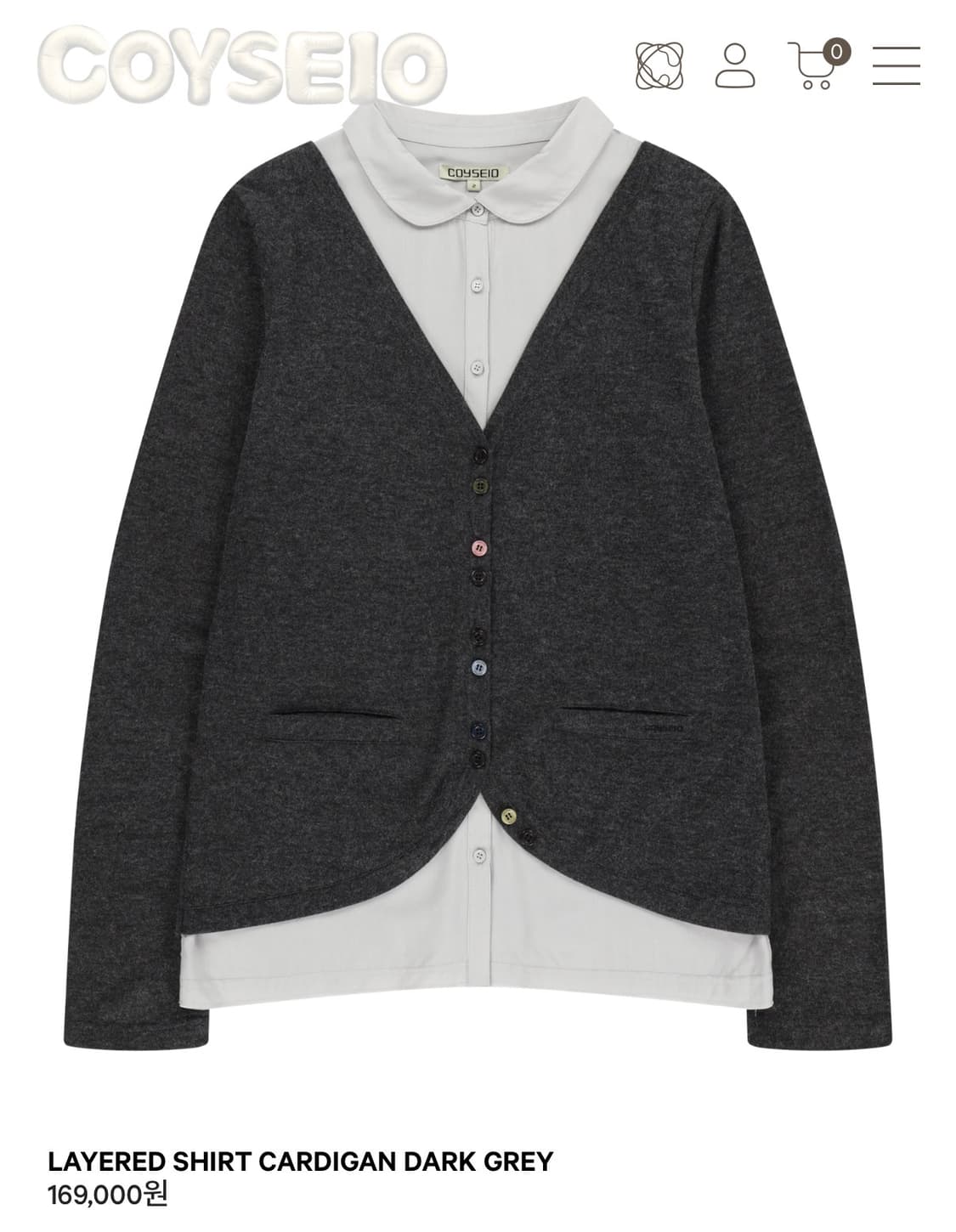 코이세이오 레이어드 셔츠 가디건 다크그레이 1 상품이미지1