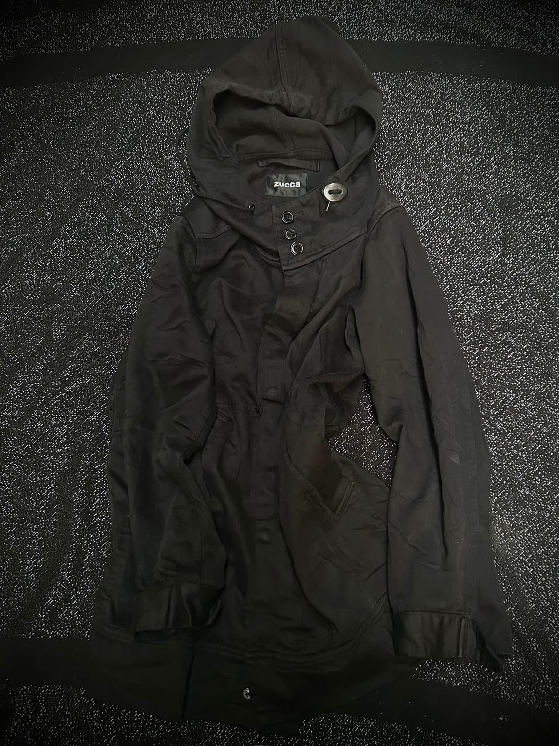 2000s zucca 블랙 버튼 하이넥 후드 자켓  상품이미지1