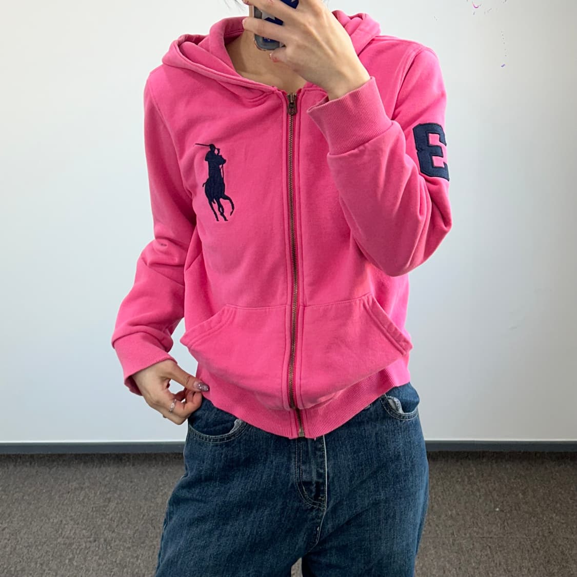 Polo 폴로 다크네이비 빅포니 핑크 후드집업 상품이미지1