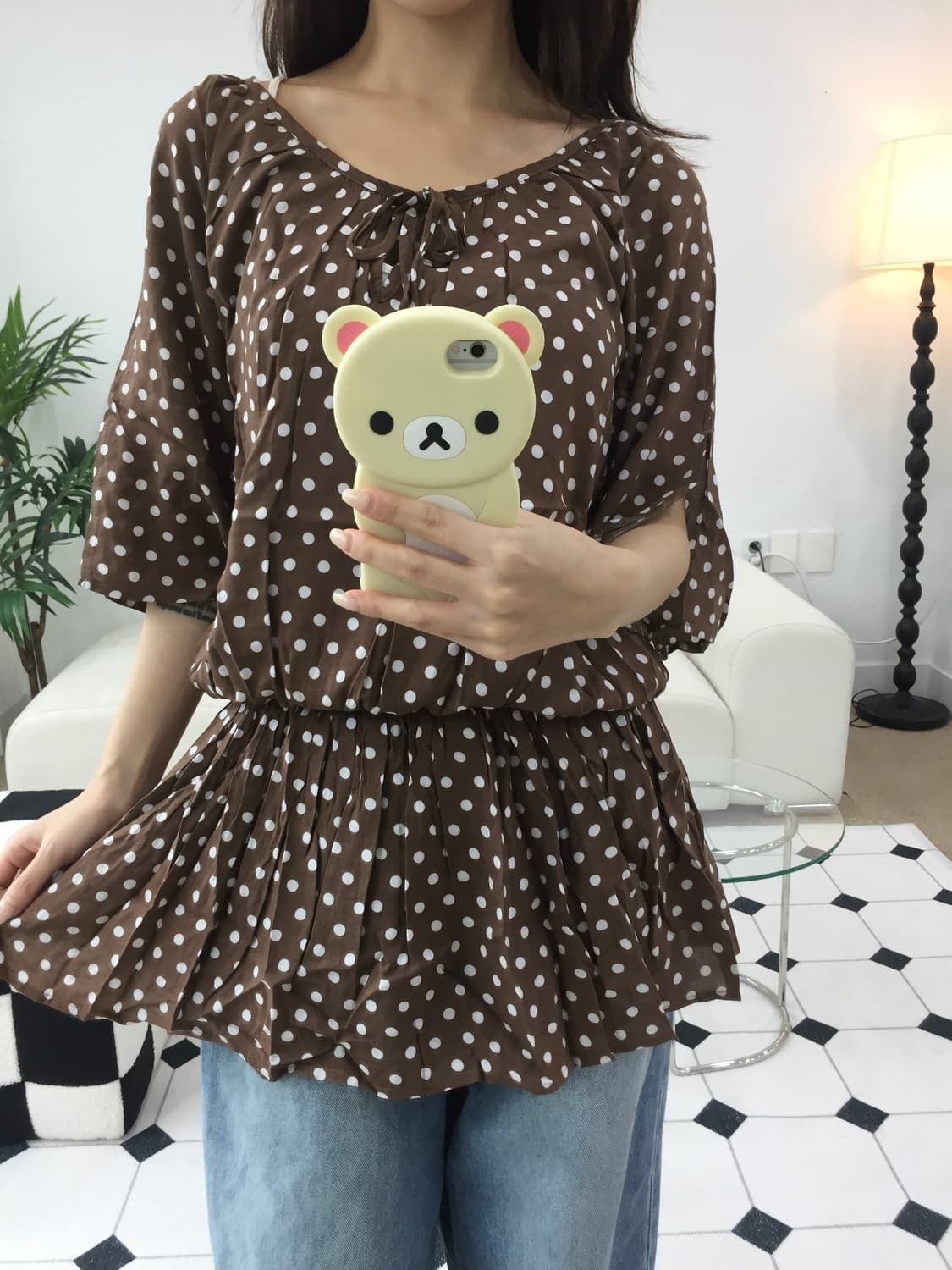 도트 브라운 블라우스 상품이미지7