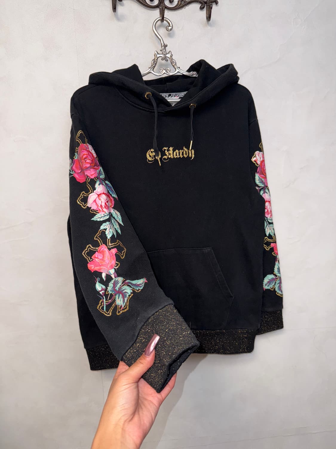 Ed Hardy oriental rose printed hood 상품이미지4