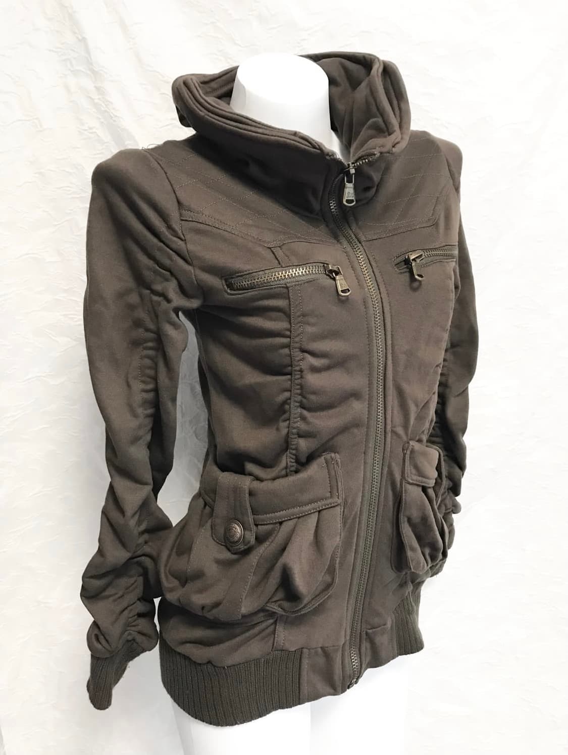 일본 빈티지 digdeep 디그딥 y2k 셔링 하이넥 집업 상품이미지1