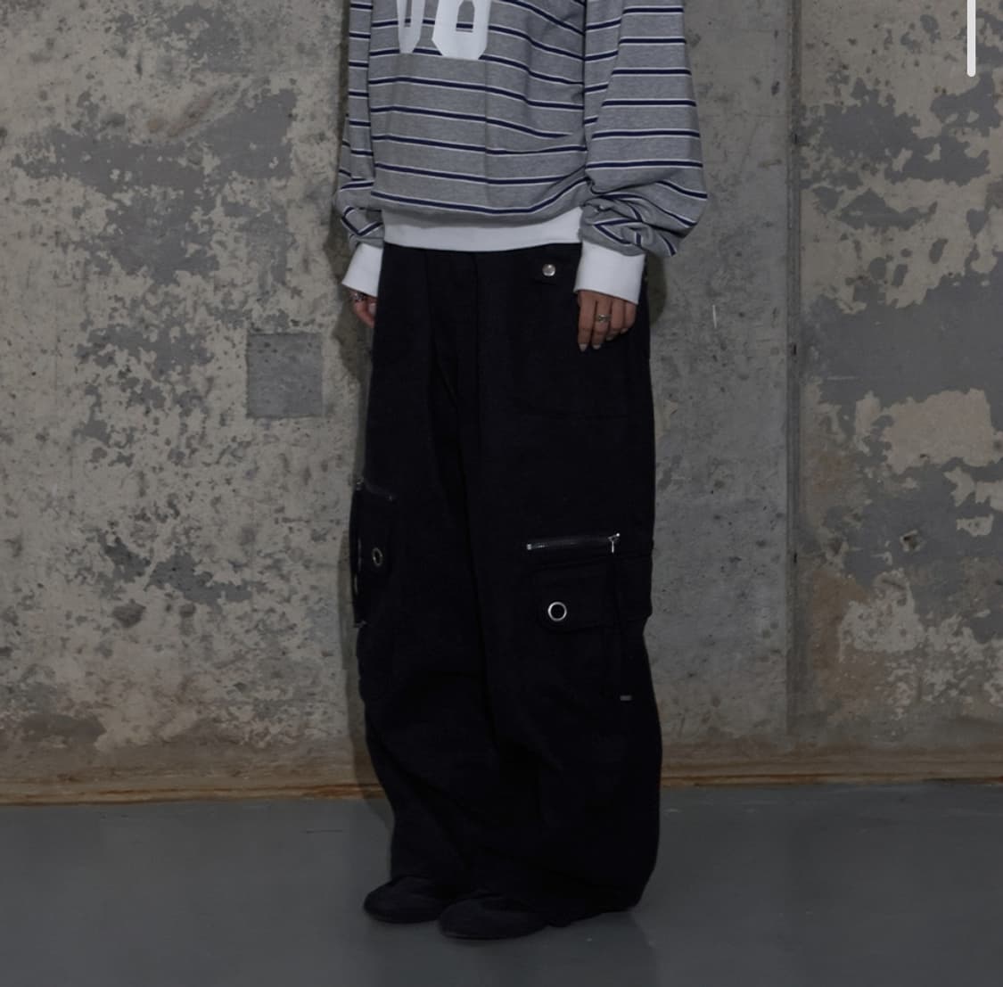 팬시클럽 크로스 포켓 카고 팬츠 1 블랙 상품이미지2