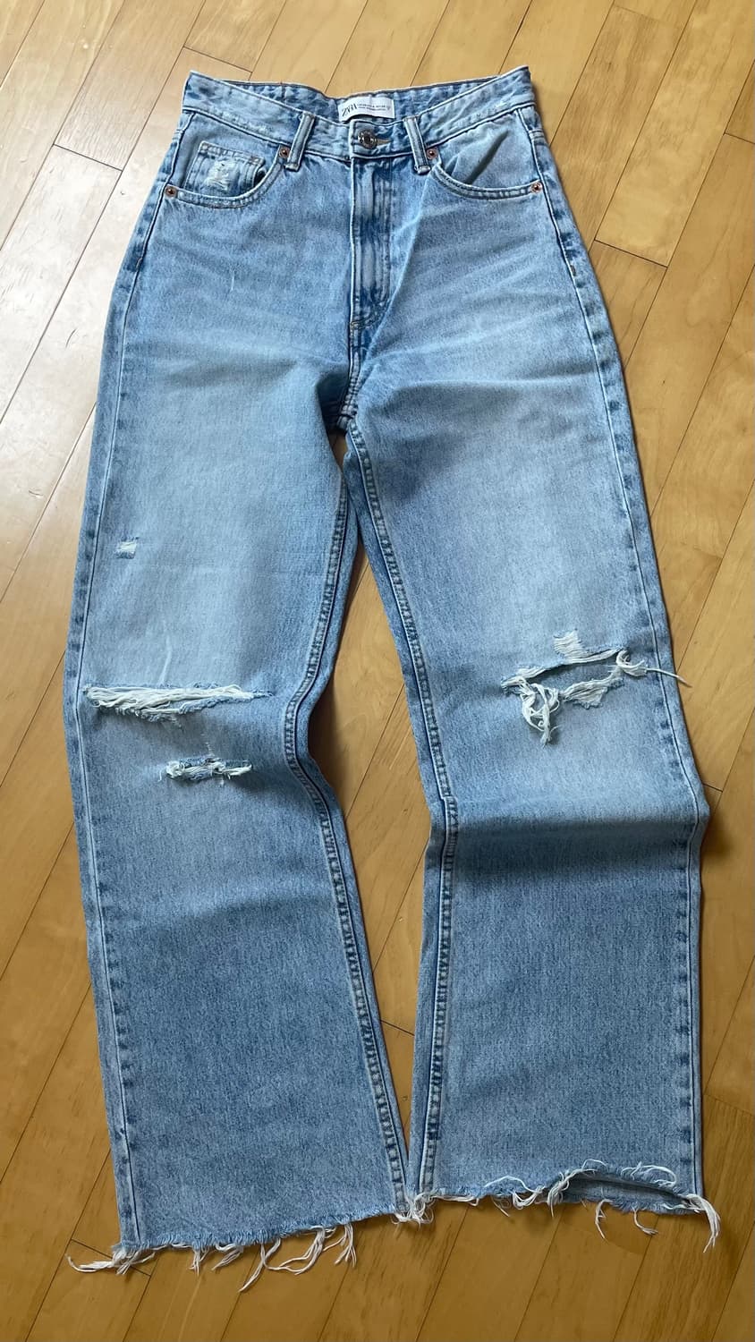 자라 하이웨이스트 데미지 데님팬츠 상품이미지1