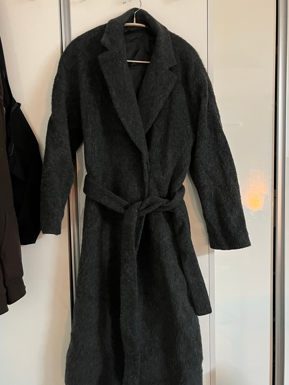 아르켓 Arket 울 알파카 블랜디드 벨티드 코트 다크 그레이 상품이미지4