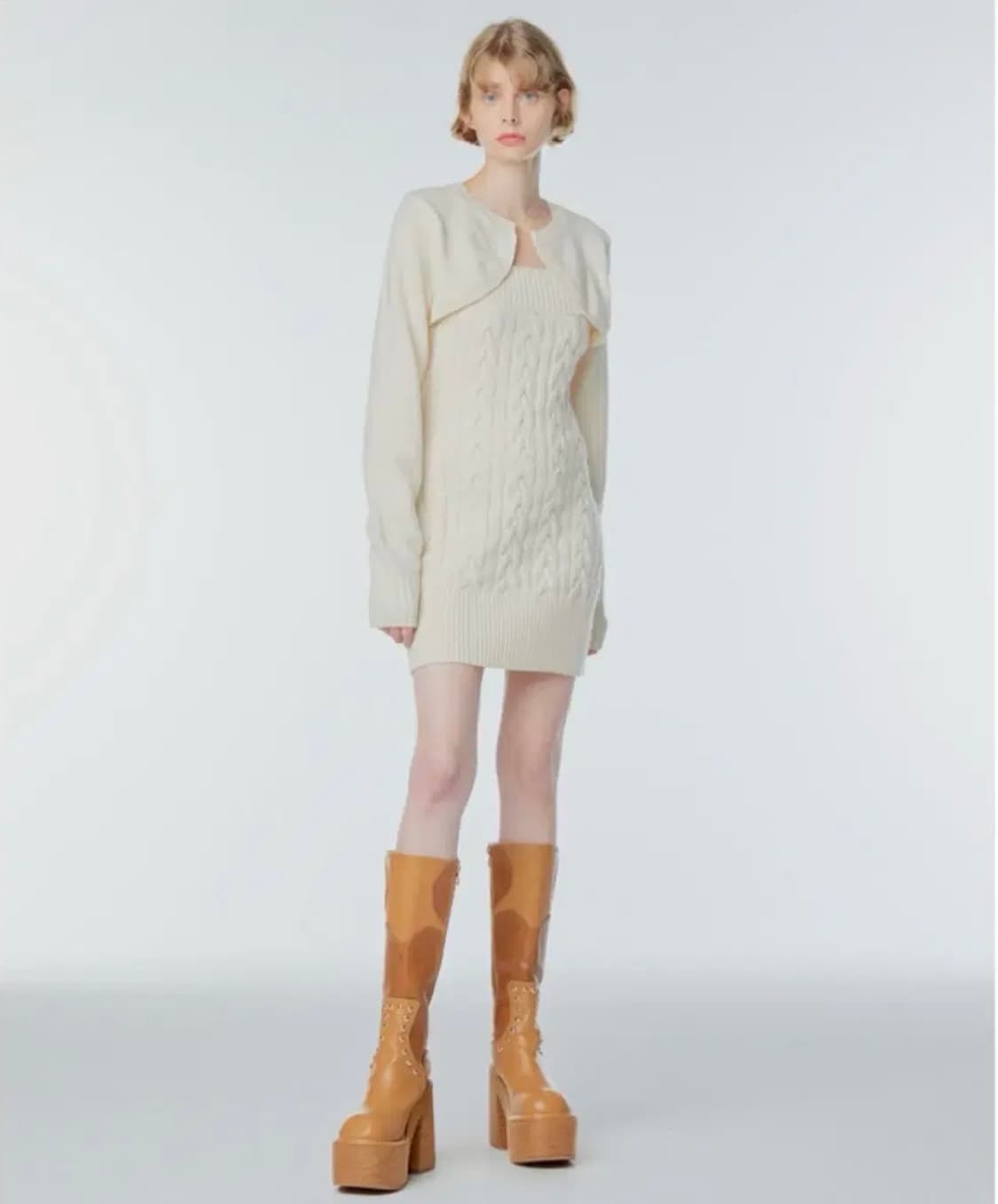 인스턴트펑크 울 니트 볼레로 원피스 상품이미지2