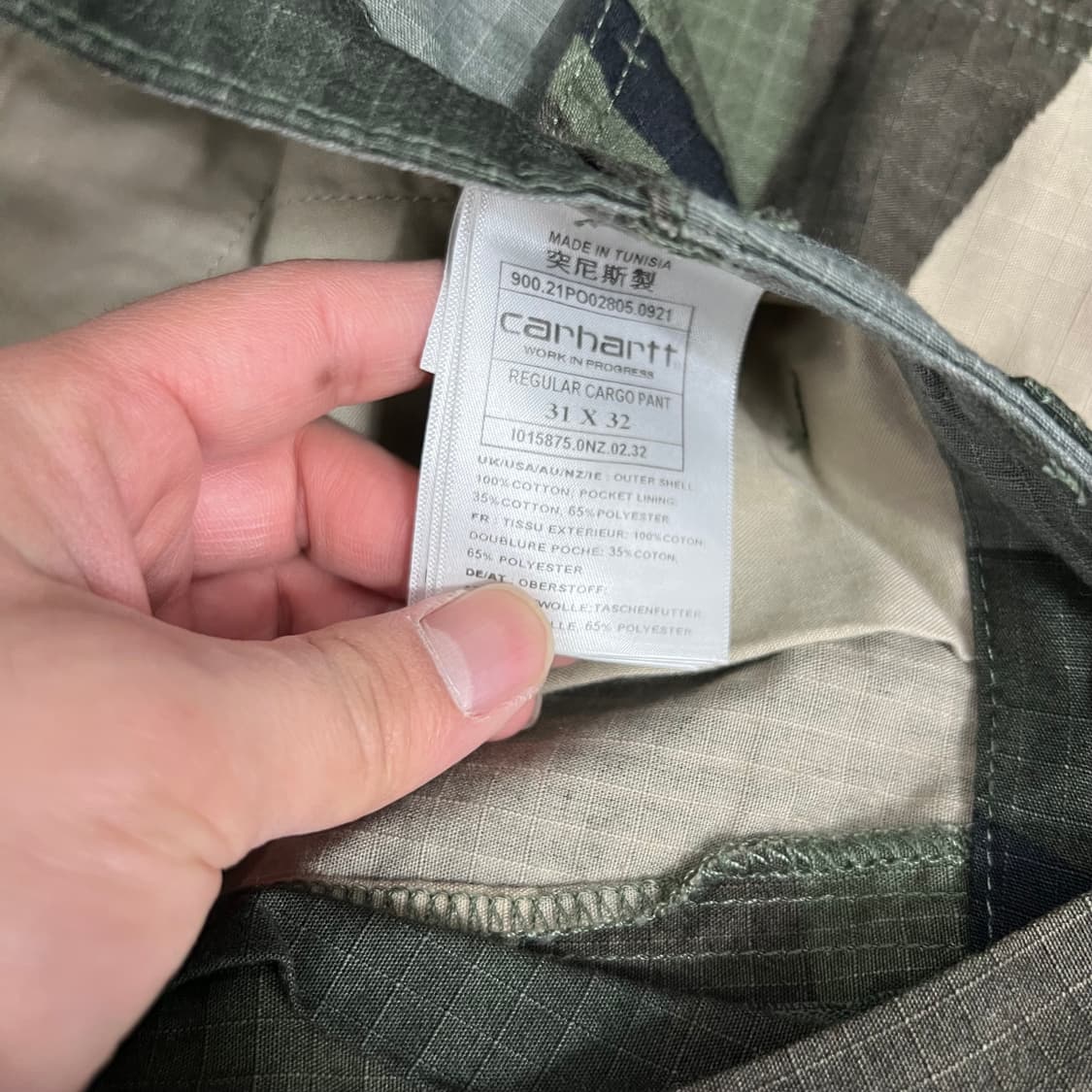 칼하트 WIP 레귤러 카모 카고 팬츠 상품이미지6
