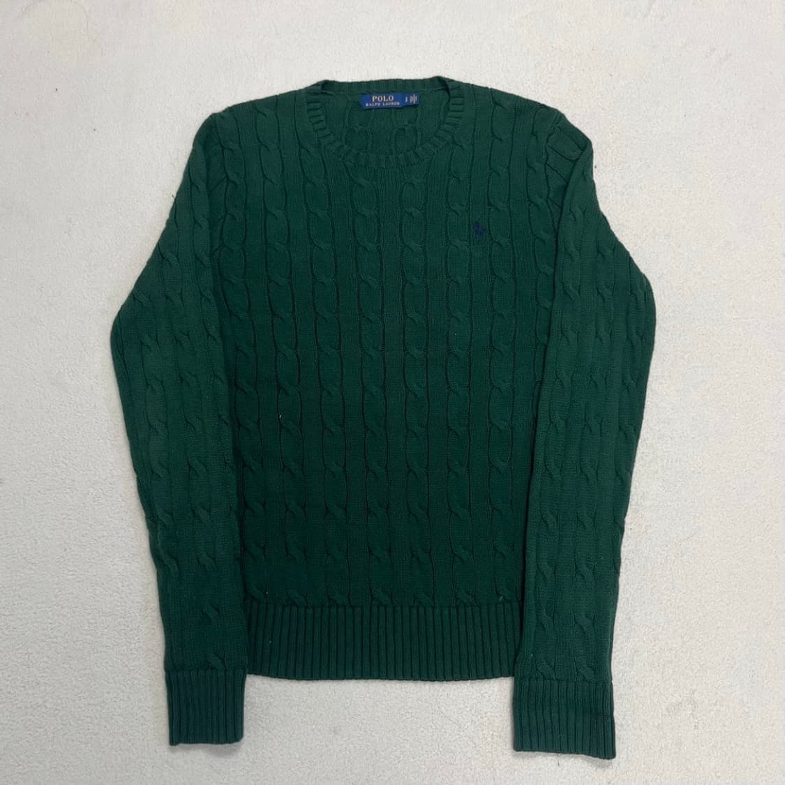 Polo dark green cable knit 상품이미지4