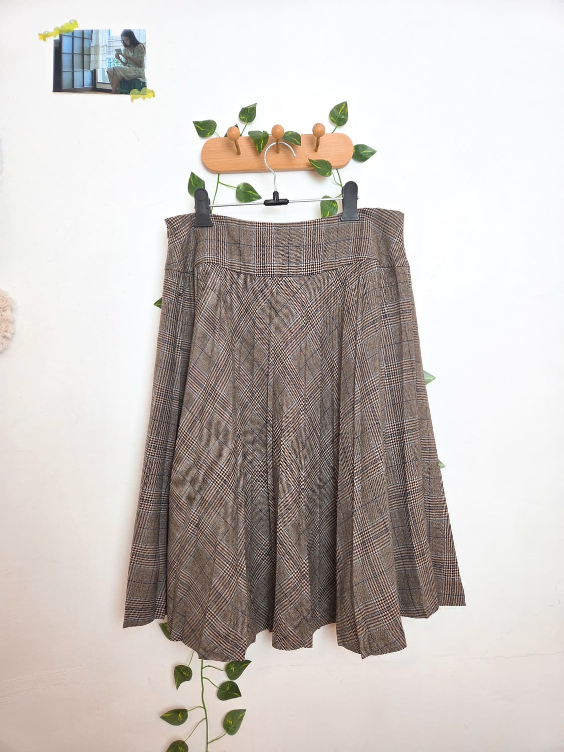 체크 울 플리츠 스커트 상품이미지5